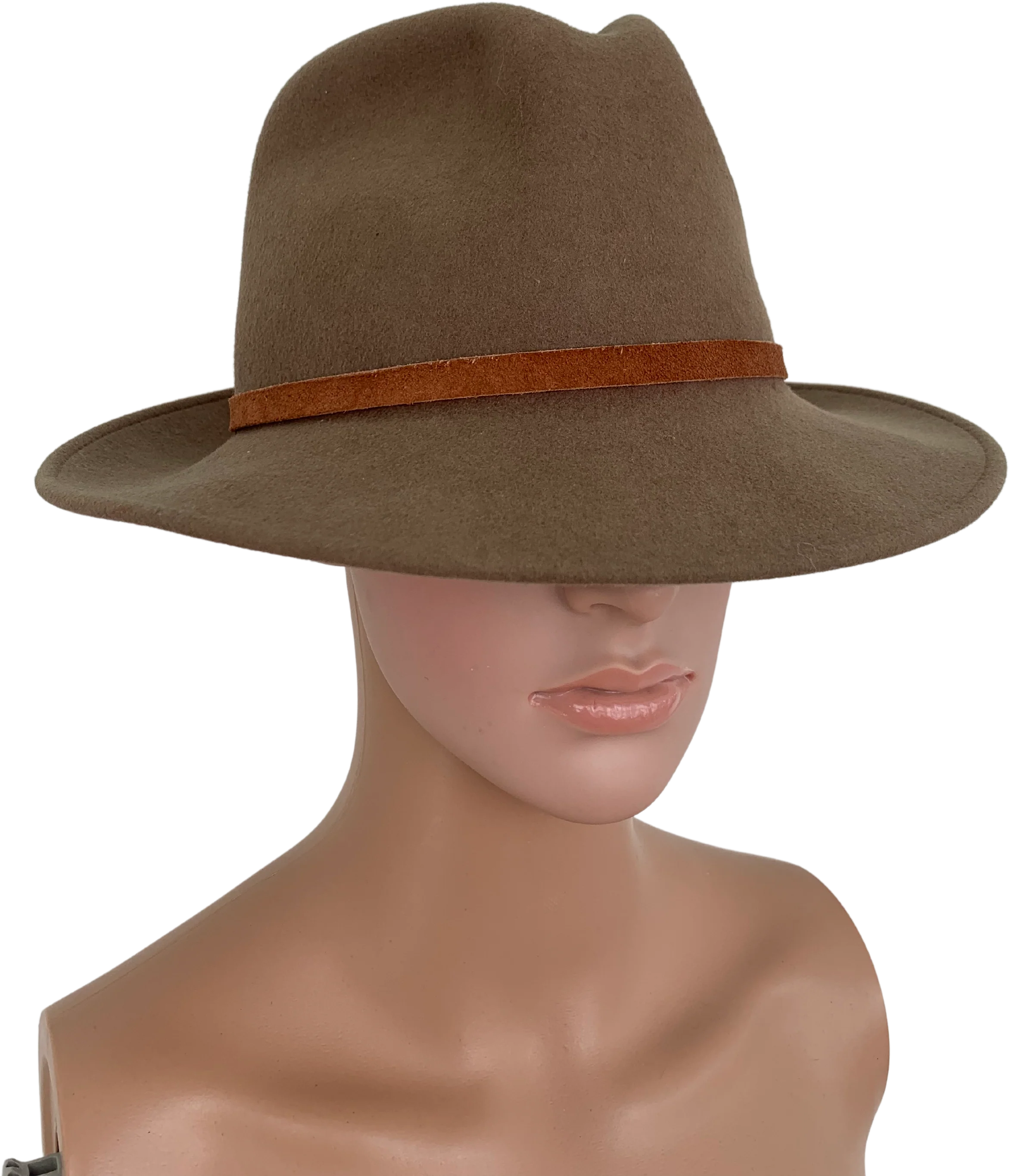70s Lightweight Wool Hat Mens Dull Olive Neutral By Lite Felt