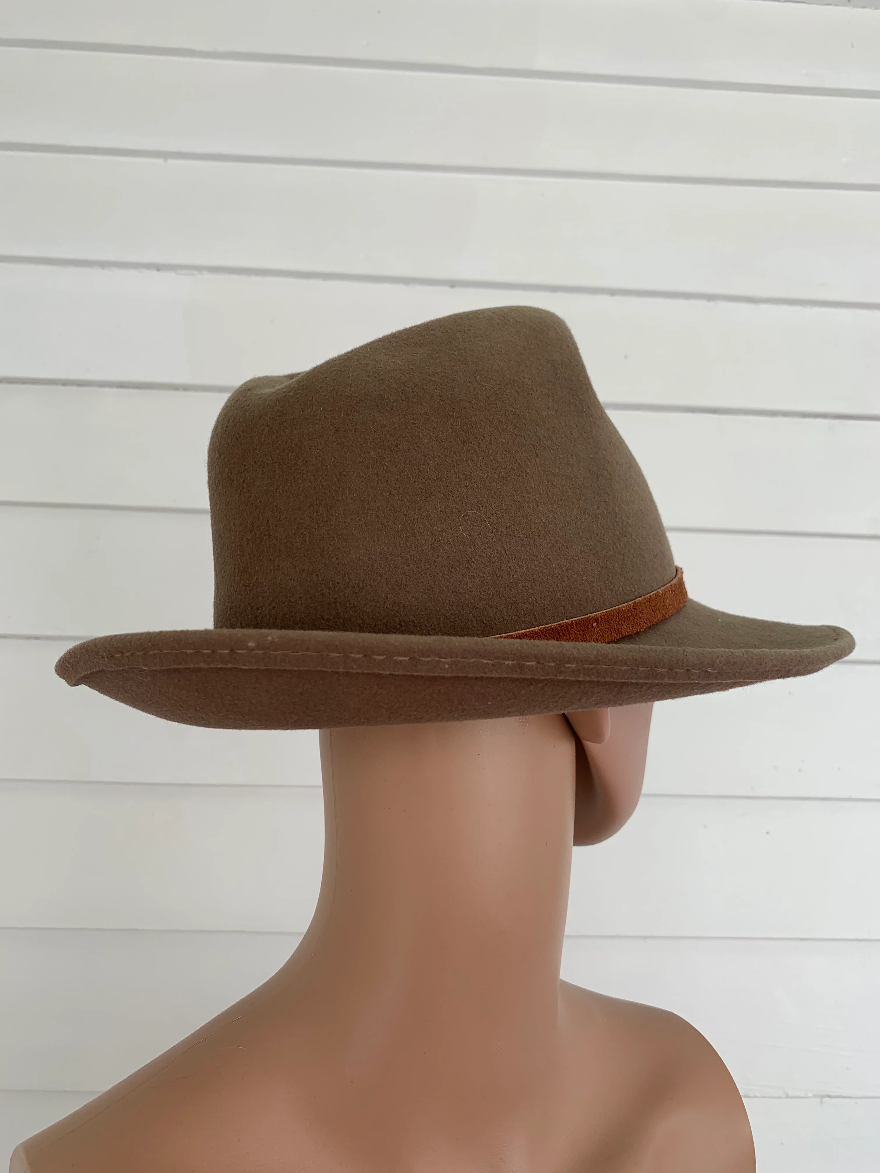 70s Lightweight Wool Hat Mens Dull Olive Neutral By Lite Felt - Image 5