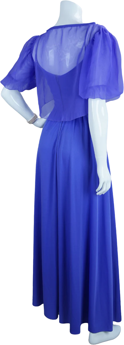 70s Lilac Formal Gown With Chiffon Shoulder Cape By House of Bianchi - Image 2