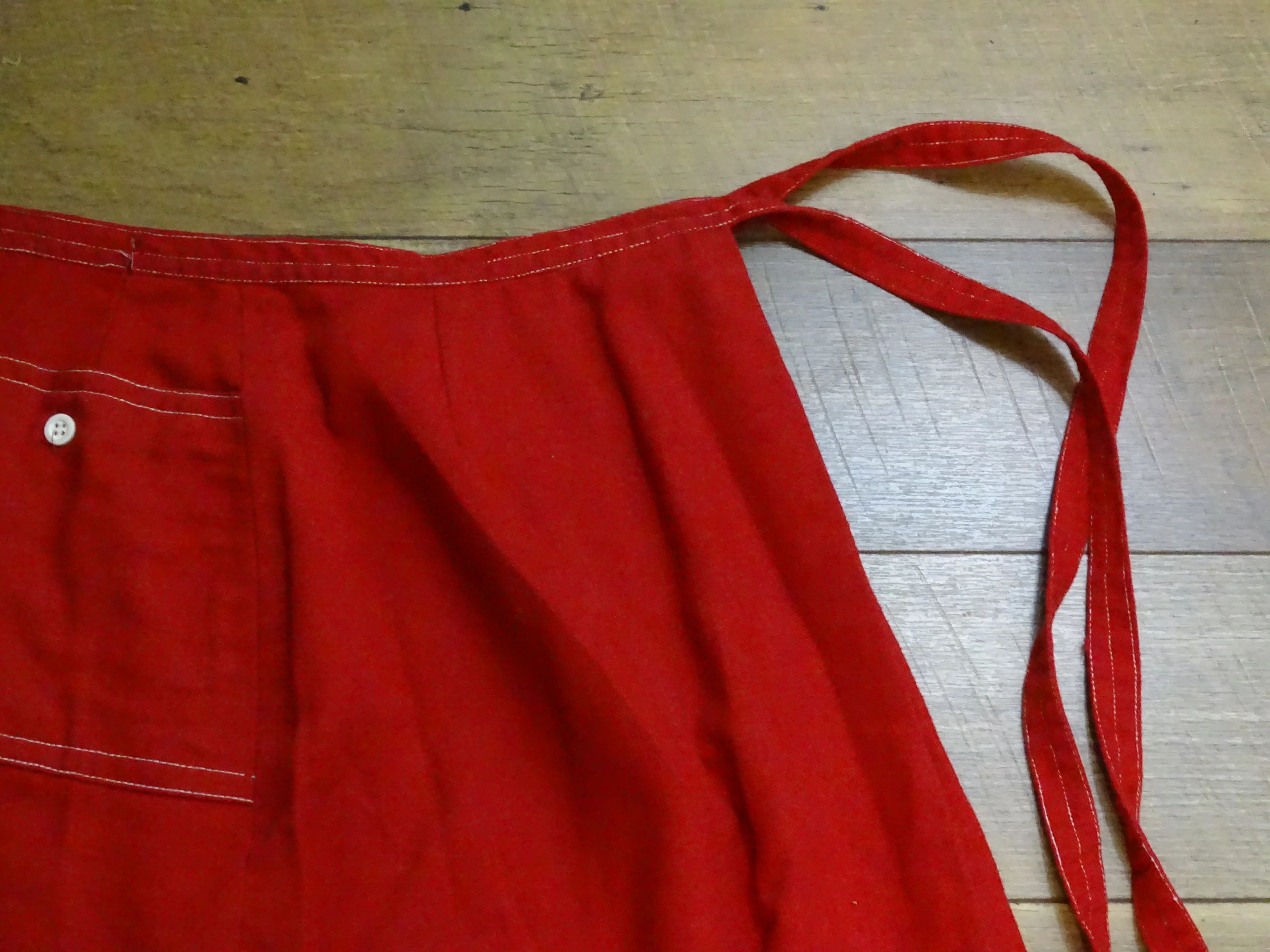 70s Long Floor Length Cotton Red Waist Tie Wrap Skirt By Emily M - Image 5