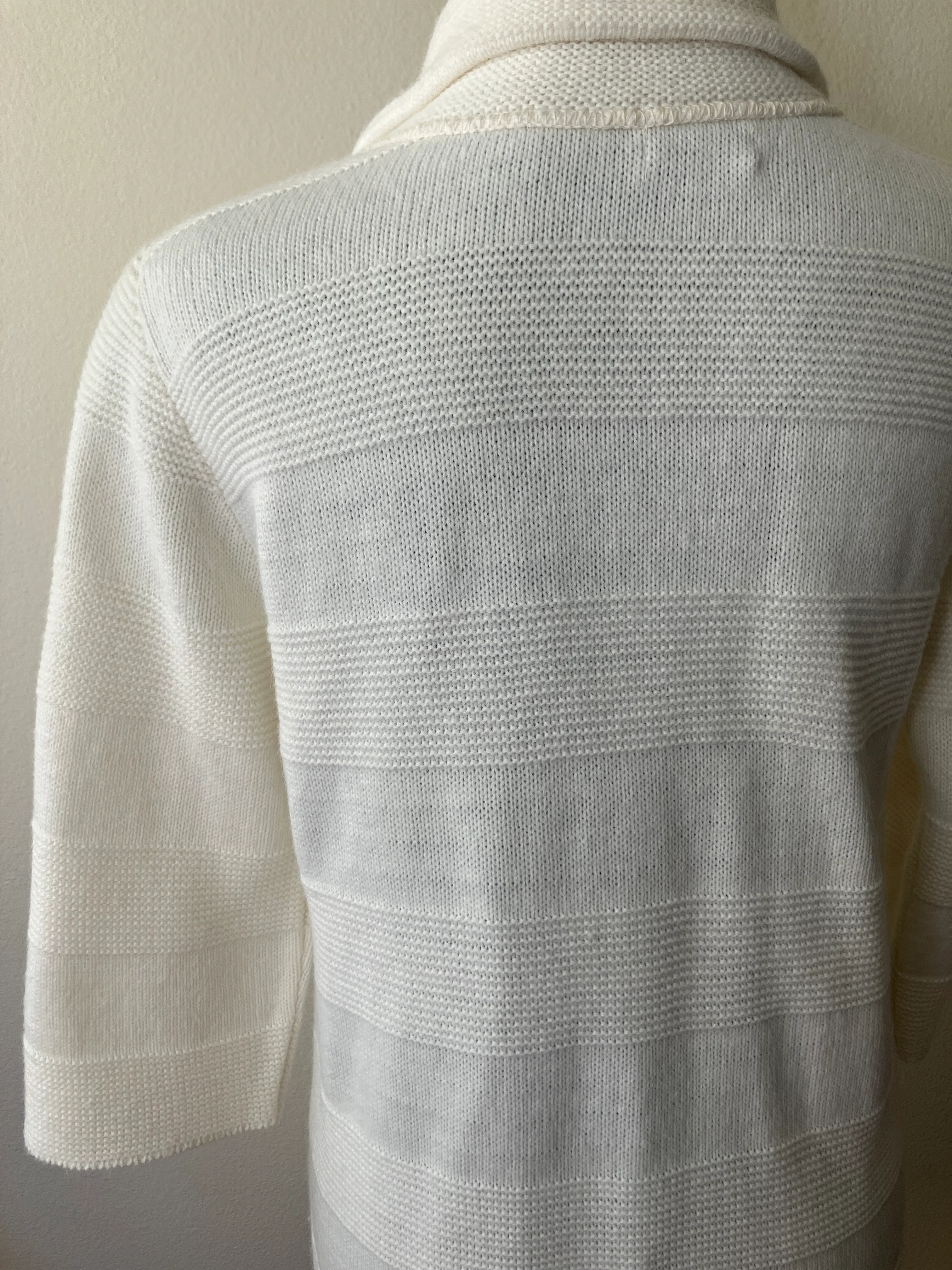 70s Long Open Front Ivory Cardigan Sweater Coat By Jolie Knitwear - Image 9