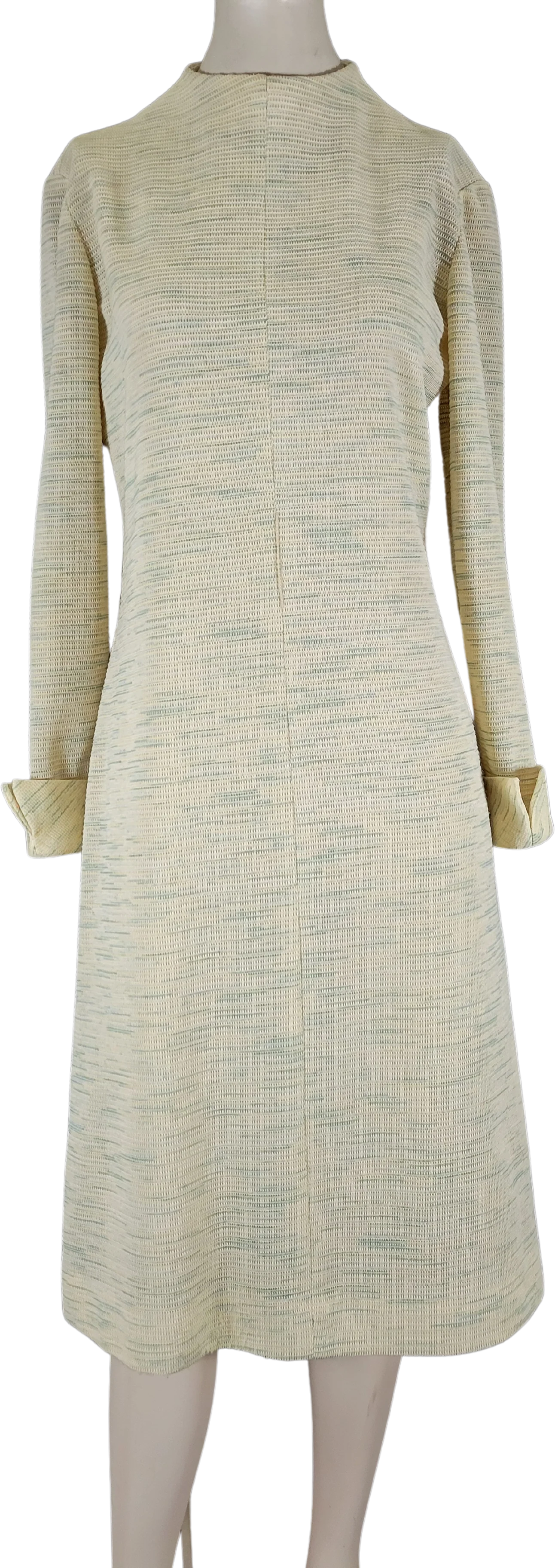 70s Long Sleeve Knit A-line Dress By Leslie Fay