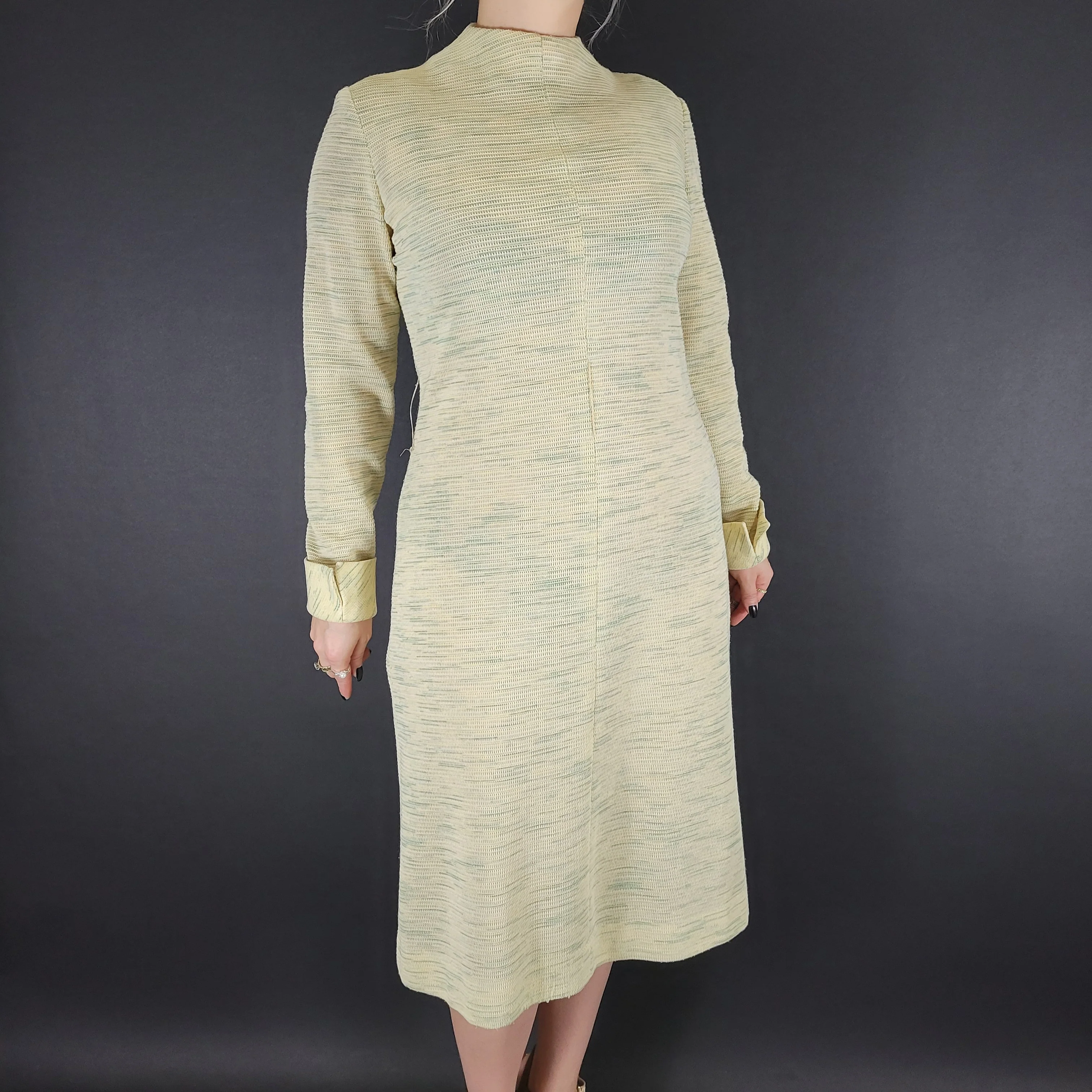 70s Long Sleeve Knit A-line Dress By Leslie Fay - Image 3