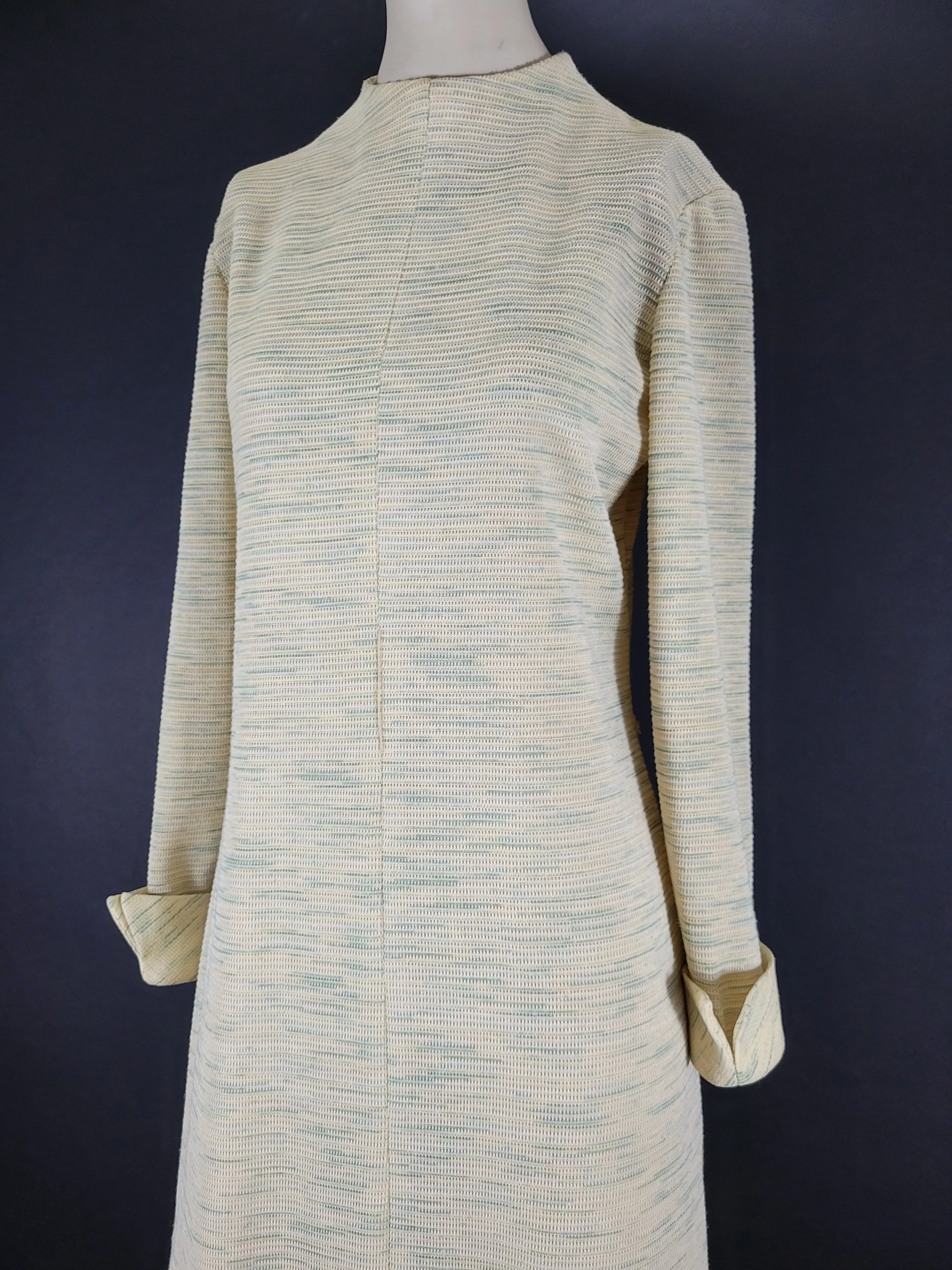 70s Long Sleeve Knit A-line Dress By Leslie Fay - Image 4