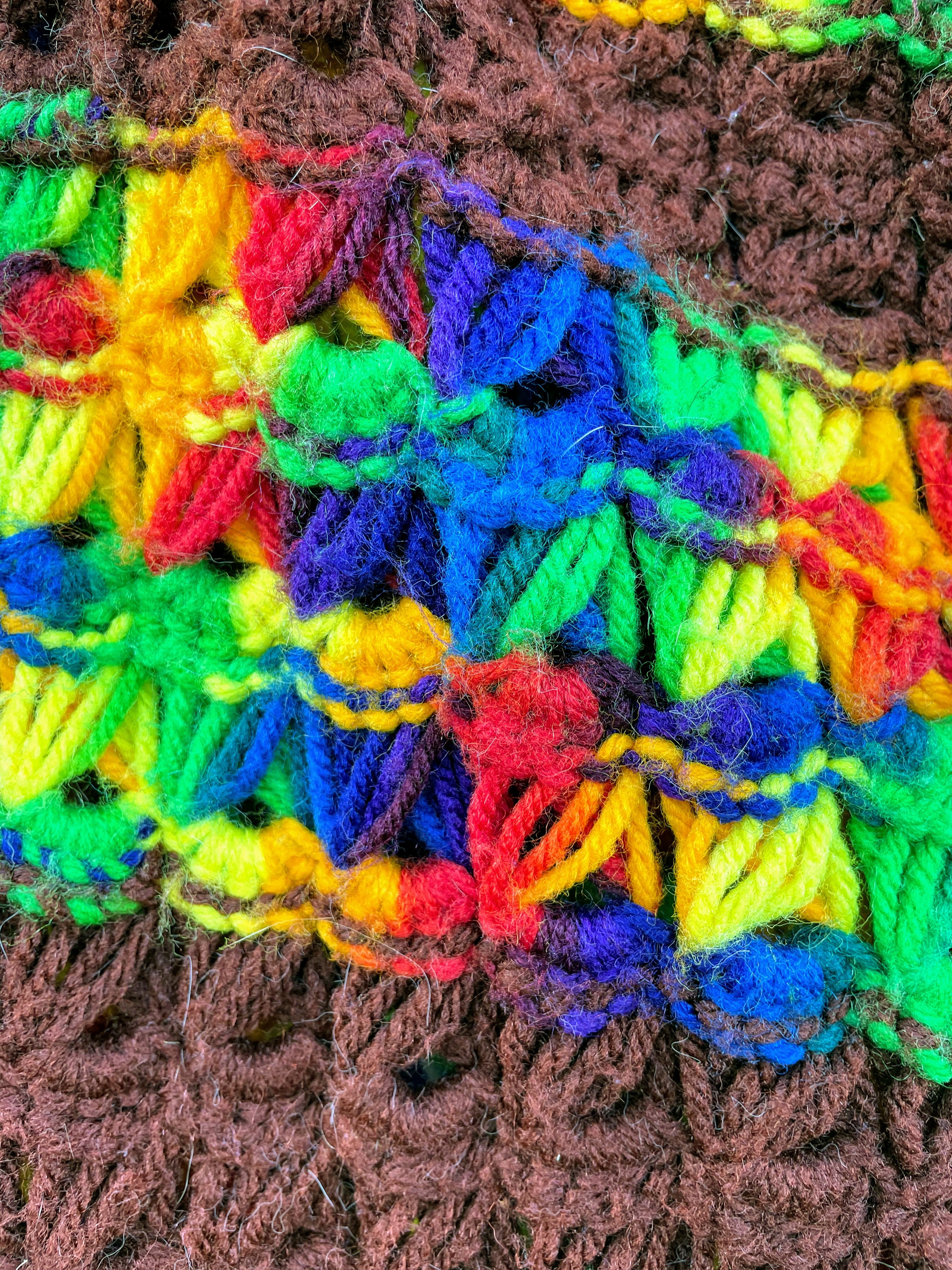 70s Lot 3 Crochet Afghans Retro Orange Brown - Image 3