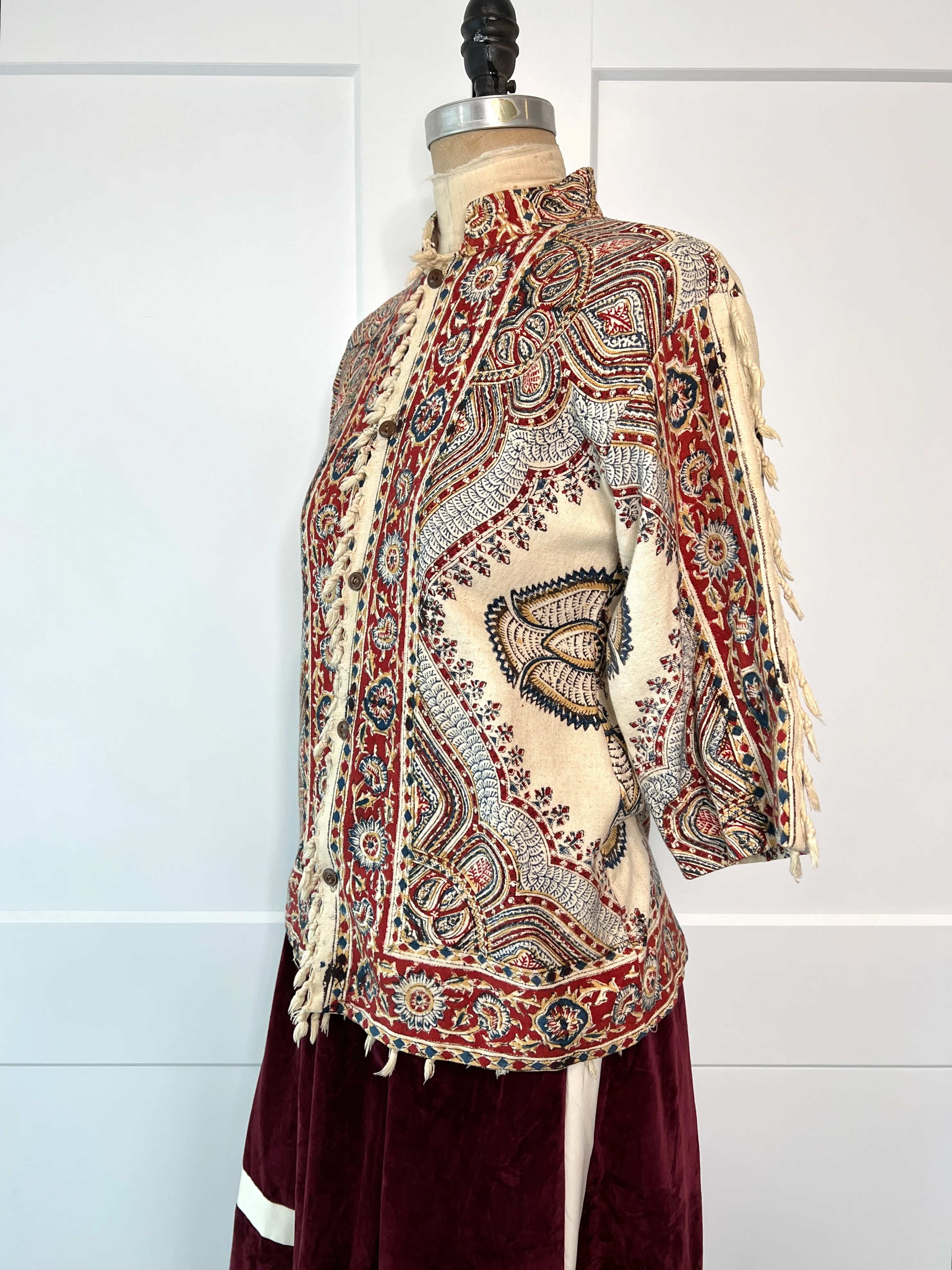 70s Mandala Ghalamkar Block Print Button Down - Image 6