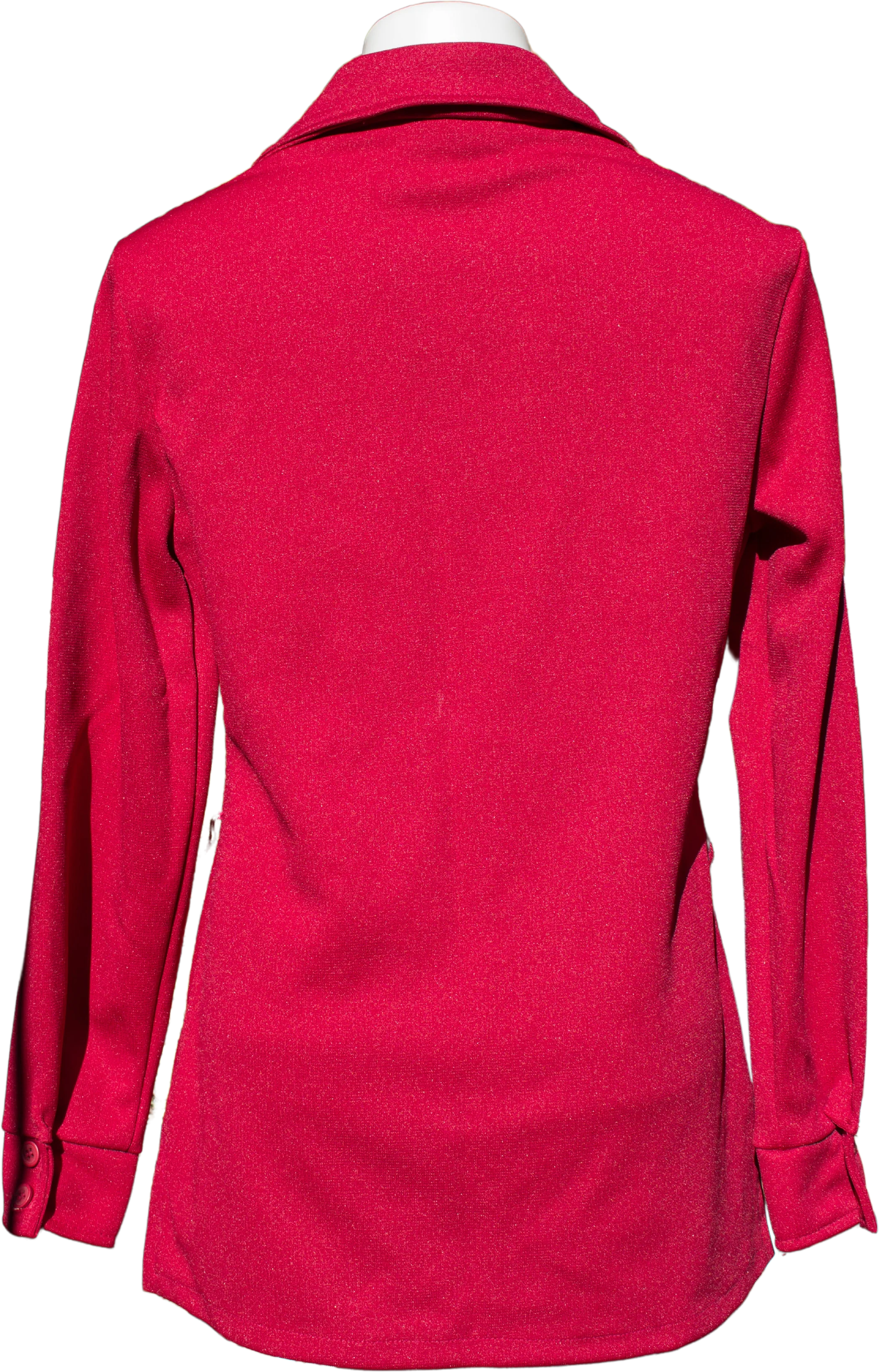 70s Maroon Wing Tip Doubleknit Polyester Blouse By Booth Bay - Image 2