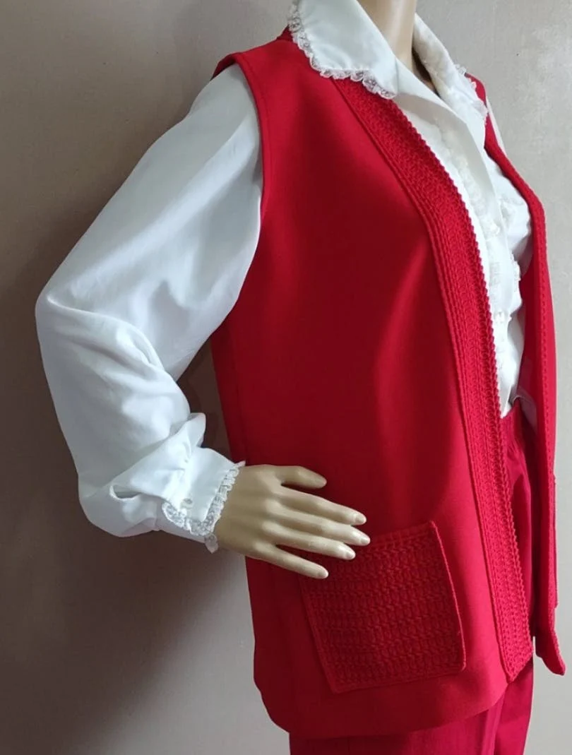 70's Bright Red Knit Vest and Pants Set by Hedy Knits Of Ca & Season Ticket - Image 3