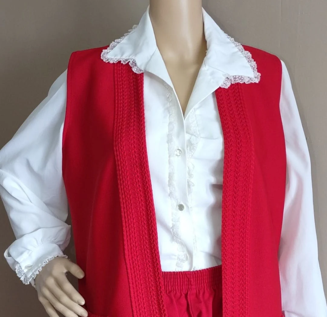 70's Bright Red Knit Vest and Pants Set by Hedy Knits Of Ca & Season Ticket - Image 5