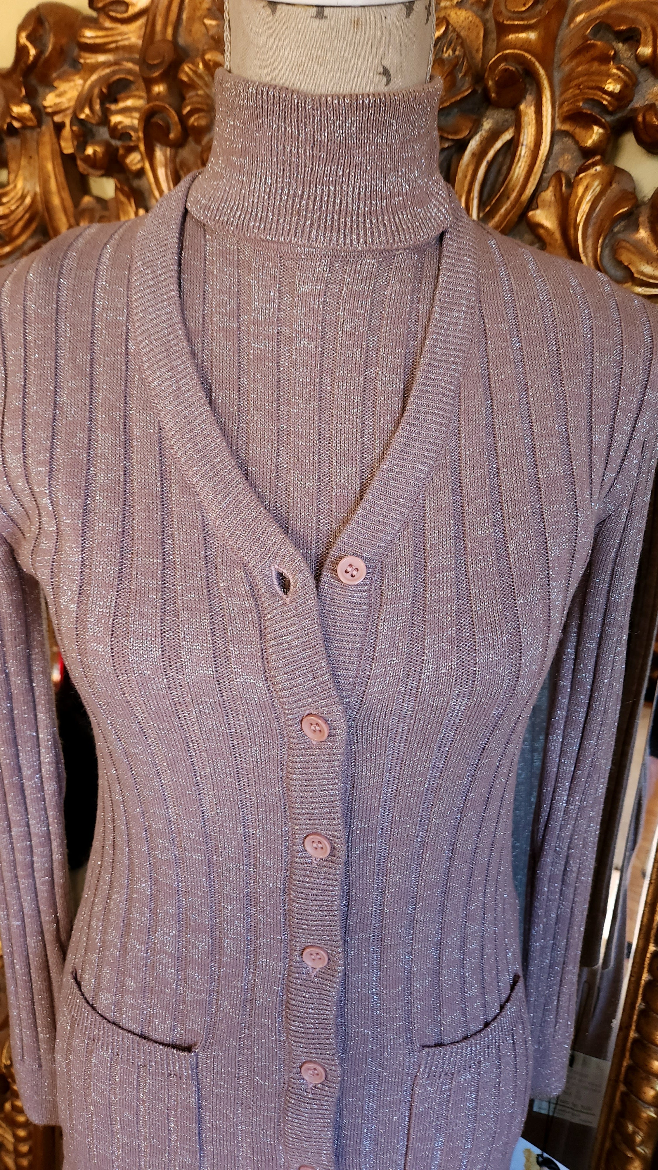 70s Mauve And Silver Lurex Knit 3 Pc Maxi Skirt Set By Junior House - Image 5