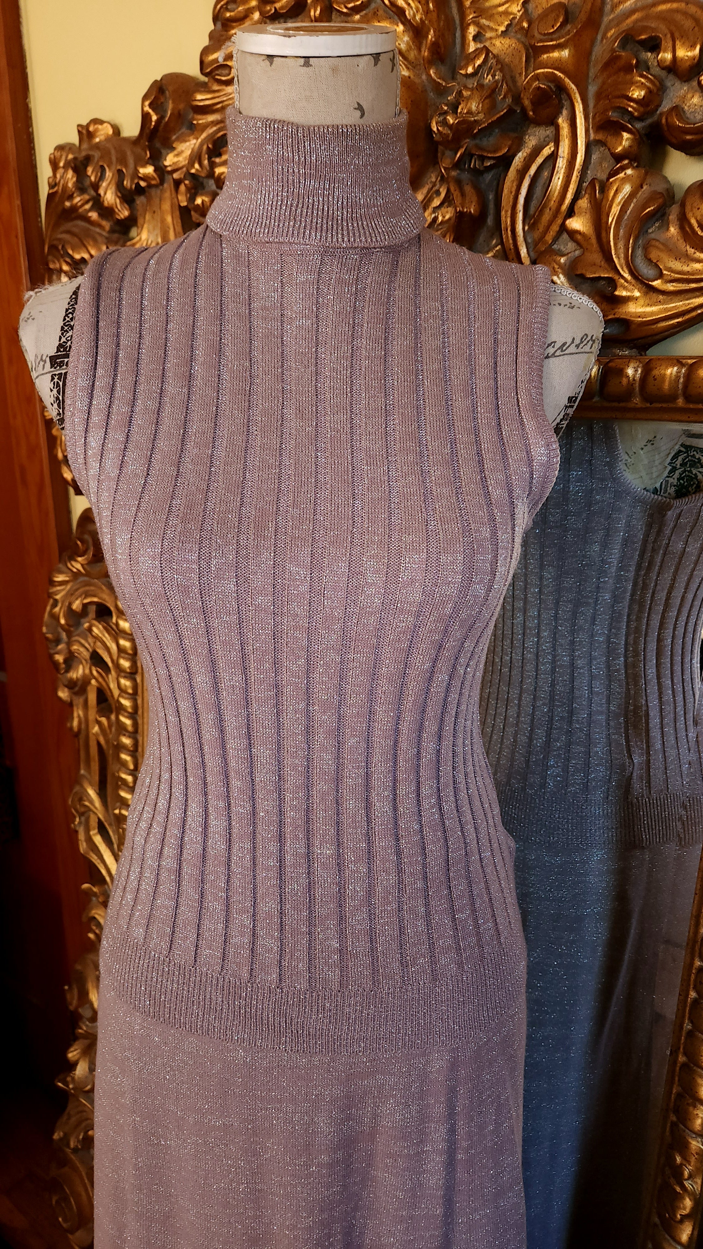 70s Mauve And Silver Lurex Knit 3 Pc Maxi Skirt Set By Junior House - Image 7