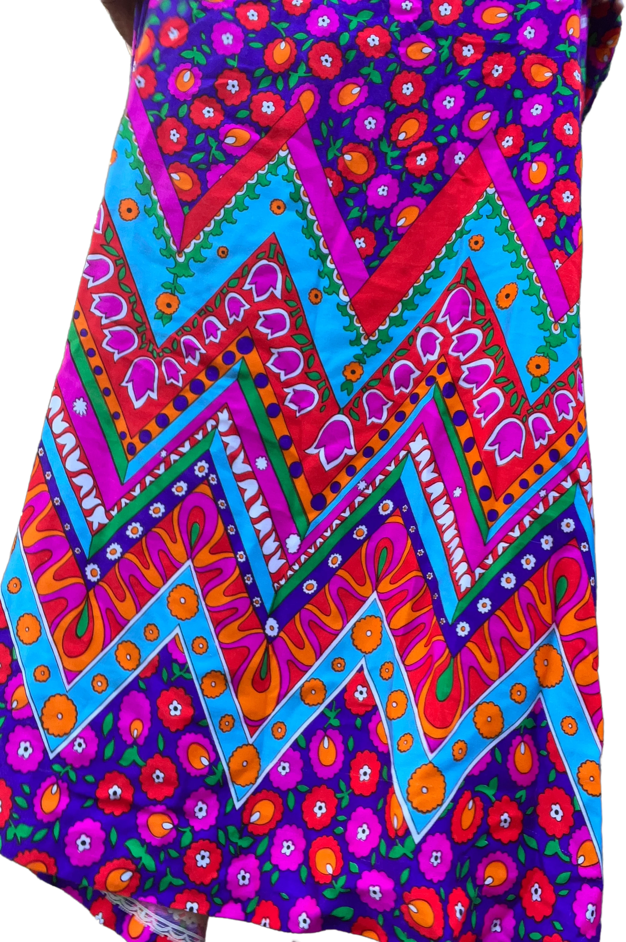 70s Maximalist Psychedelic Floral Maxi Skirt By Alex Colman - Image 2