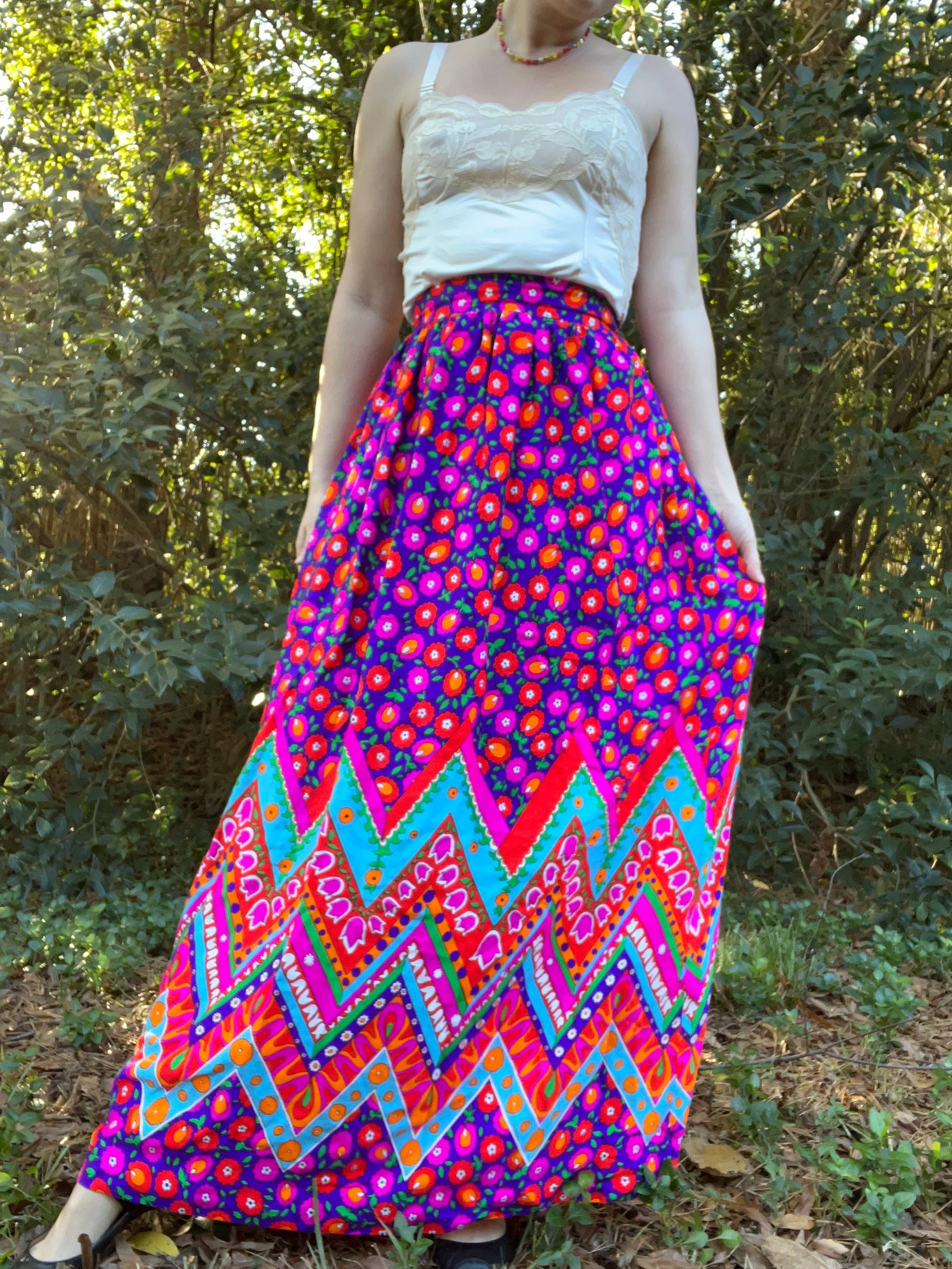 70s Maximalist Psychedelic Floral Maxi Skirt By Alex Colman - Image 5