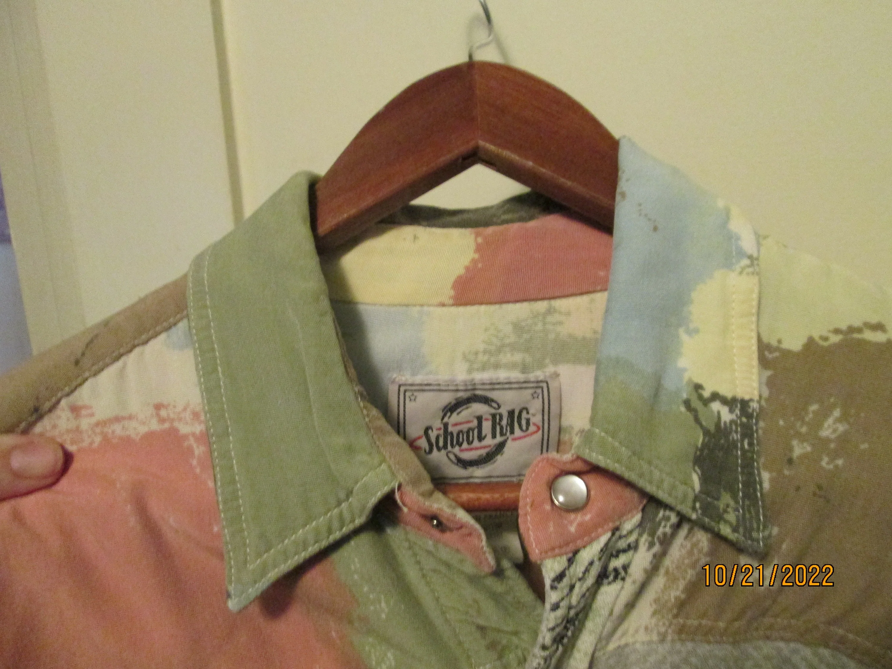 70s Men Disco Shirt Abstract Western France by School Rag - Image 6