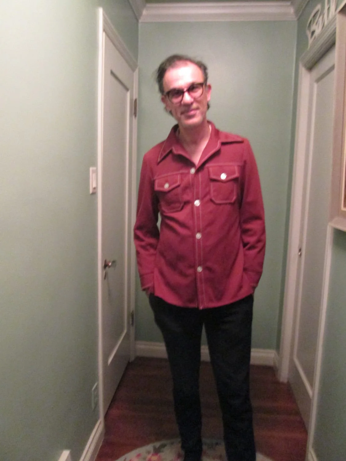 70s Men Shirt Brown Polyester Western Shirt Hip M L - Image 3