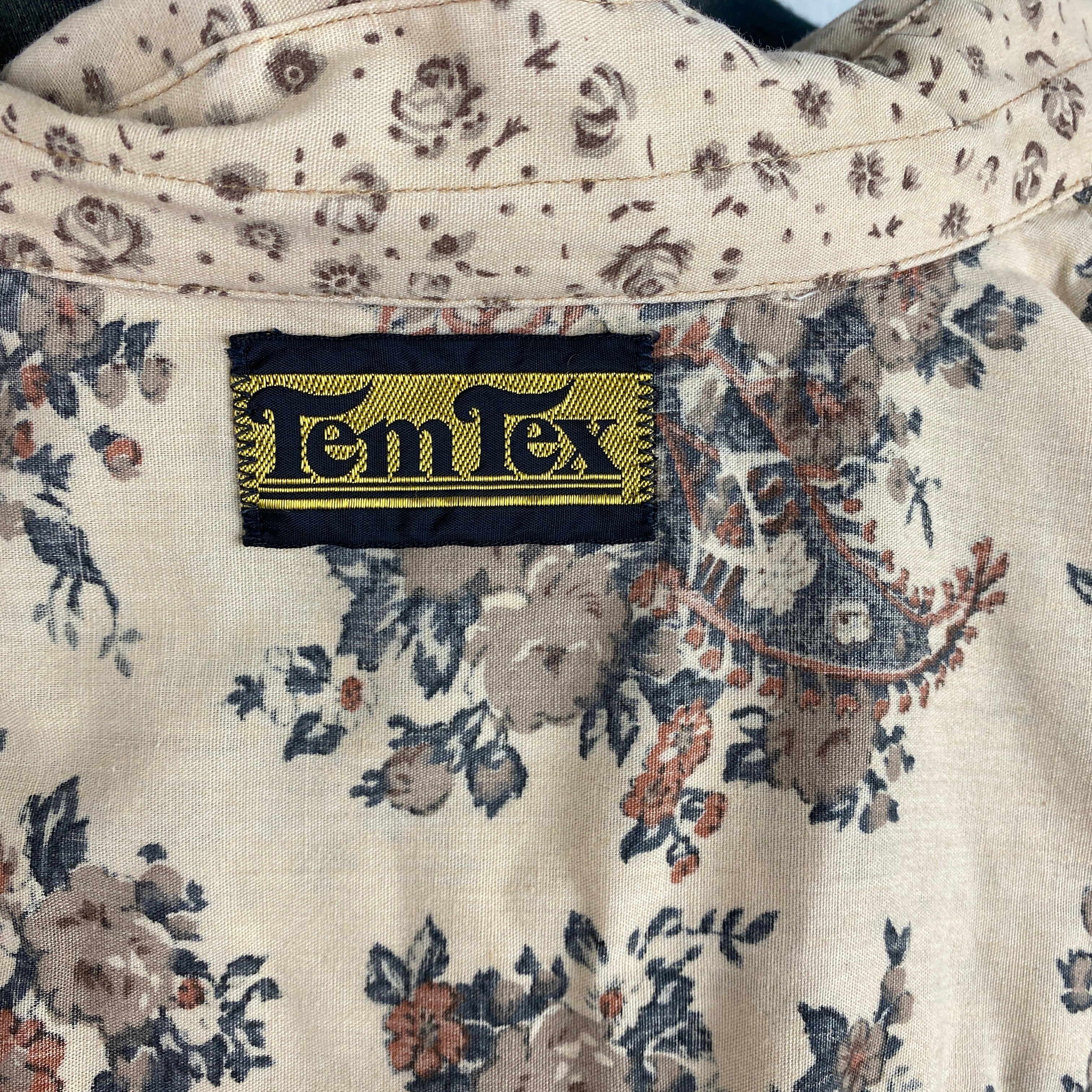 70s Men Tan Pearlized Snap Button Shirt Floral Western By Tem Tex - Image 11