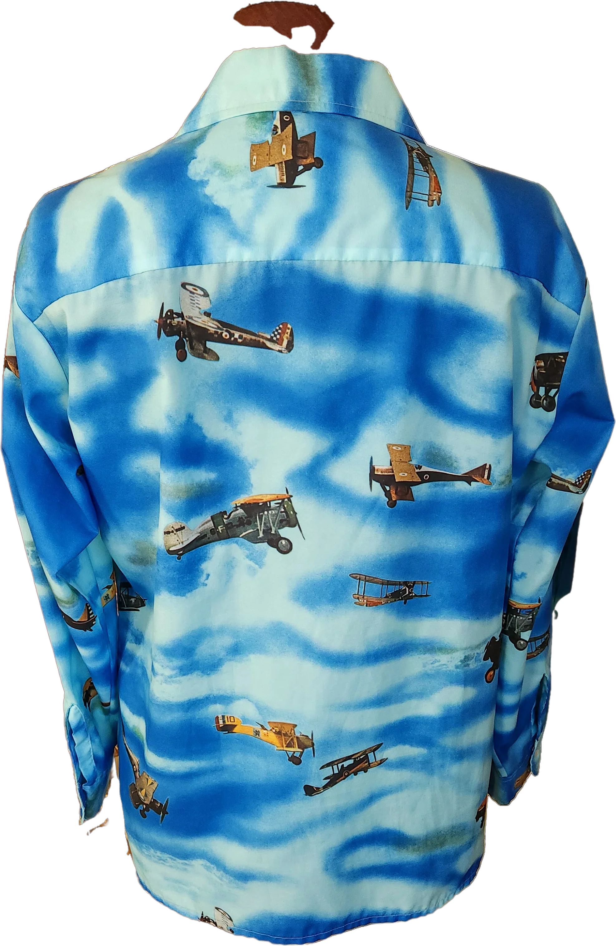 70s Men's Airplane Photo Realism Disco Picture Shirt By Joe Namath Arrow - Image 2