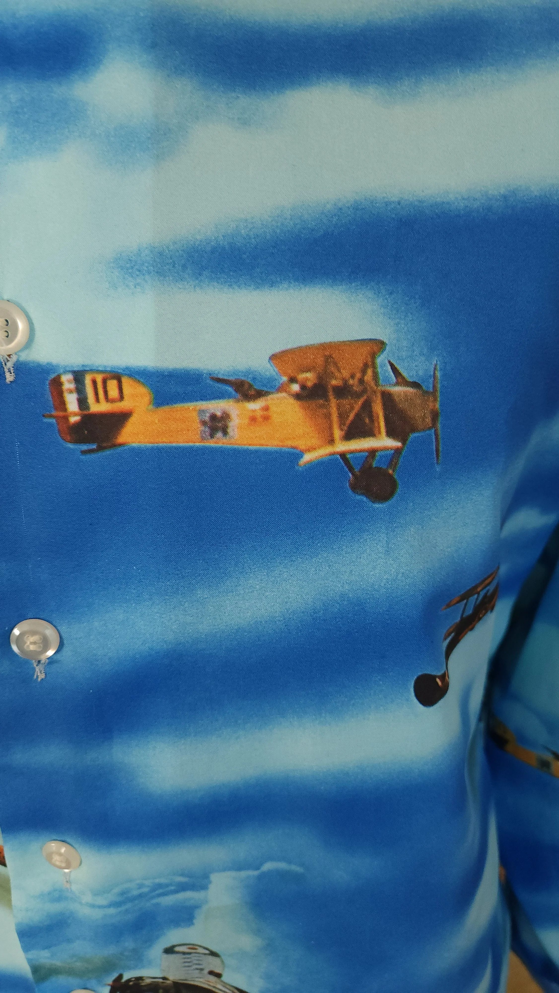 70s Men's Airplane Photo Realism Disco Picture Shirt By Joe Namath Arrow - Image 5
