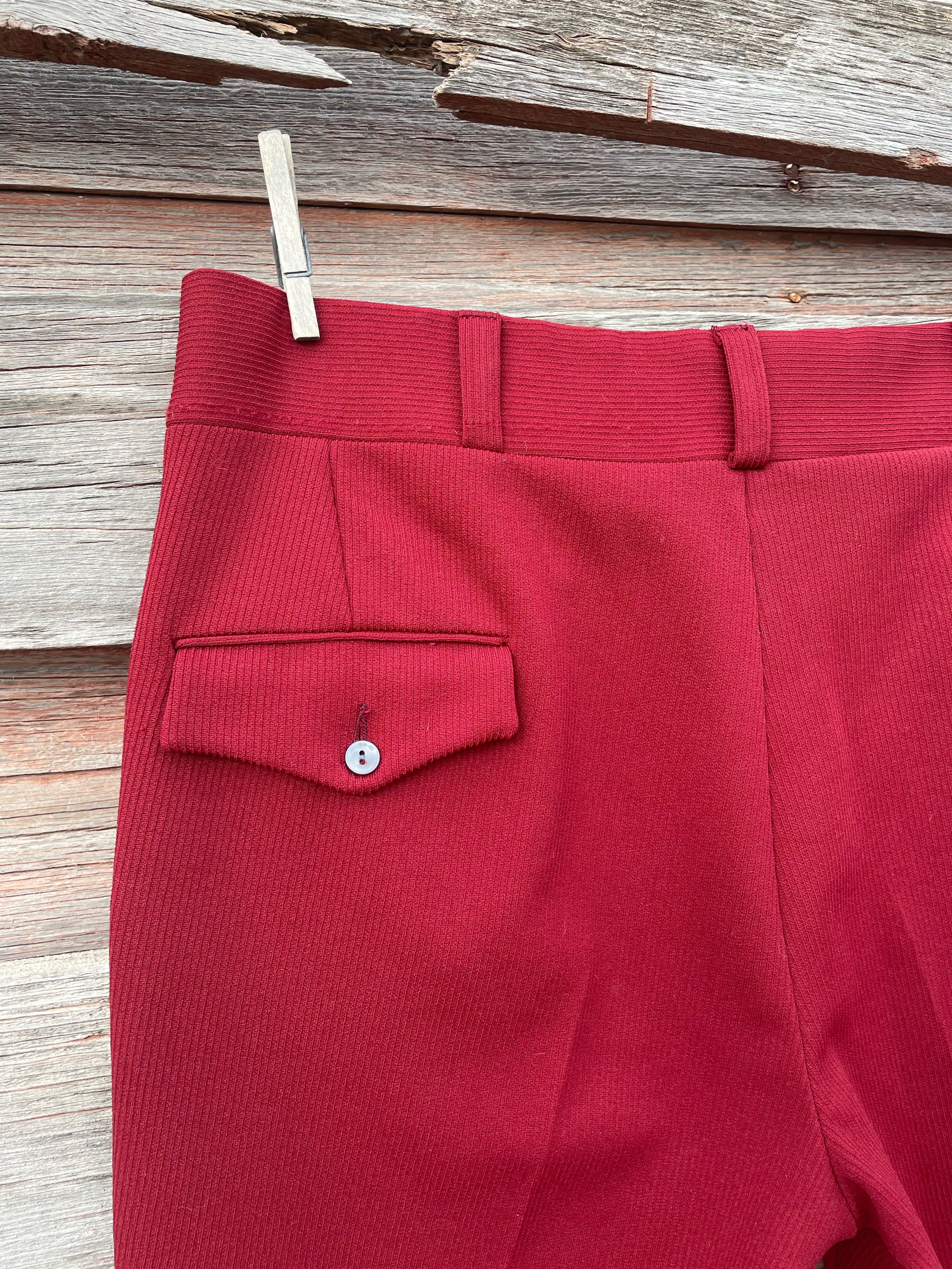 70s Mens Leisure Disco Suit Dress Pants Burgundy By Jockey Life Knit - Image 10