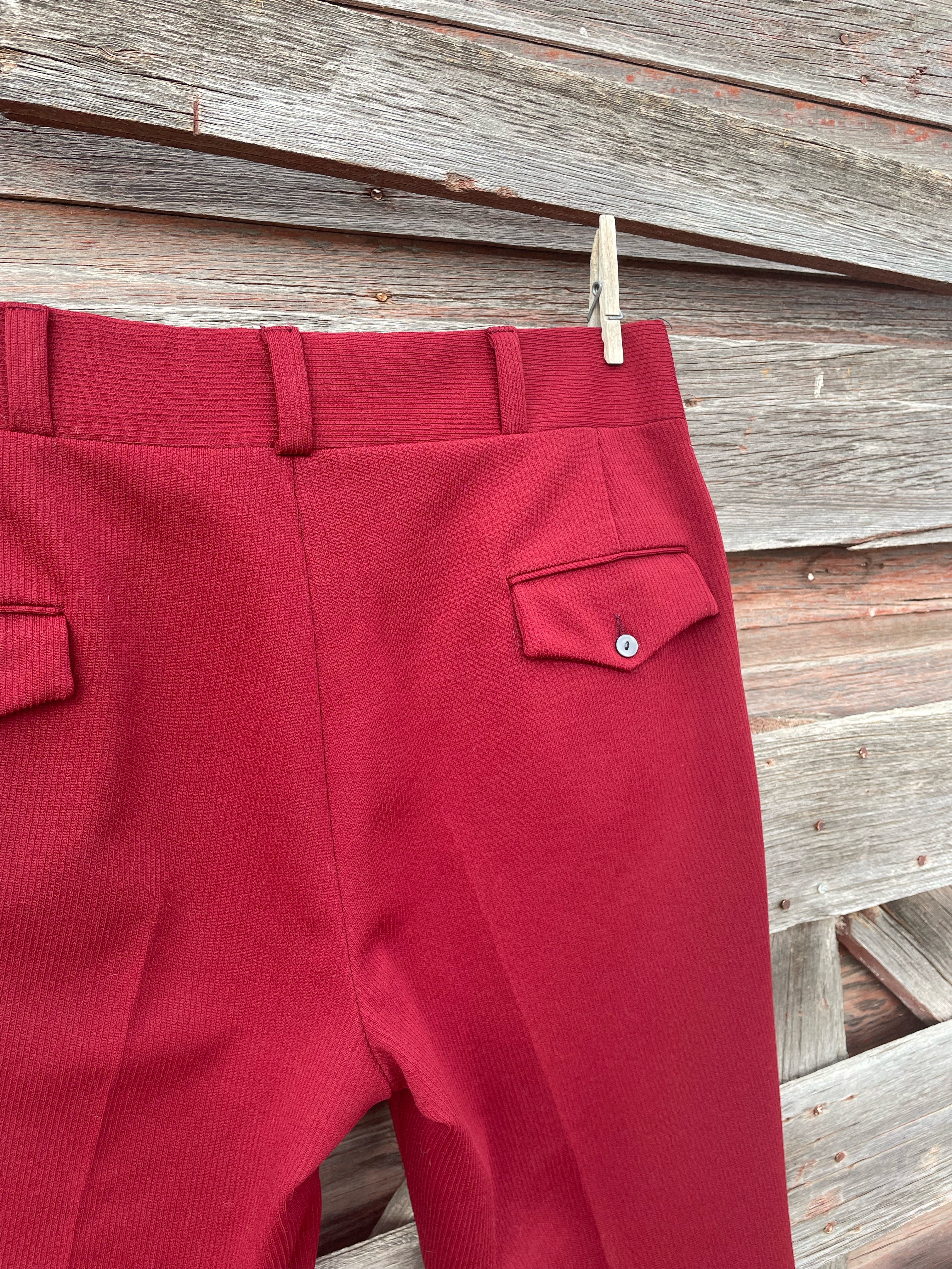 70s Mens Leisure Disco Suit Dress Pants Burgundy By Jockey Life Knit - Image 11