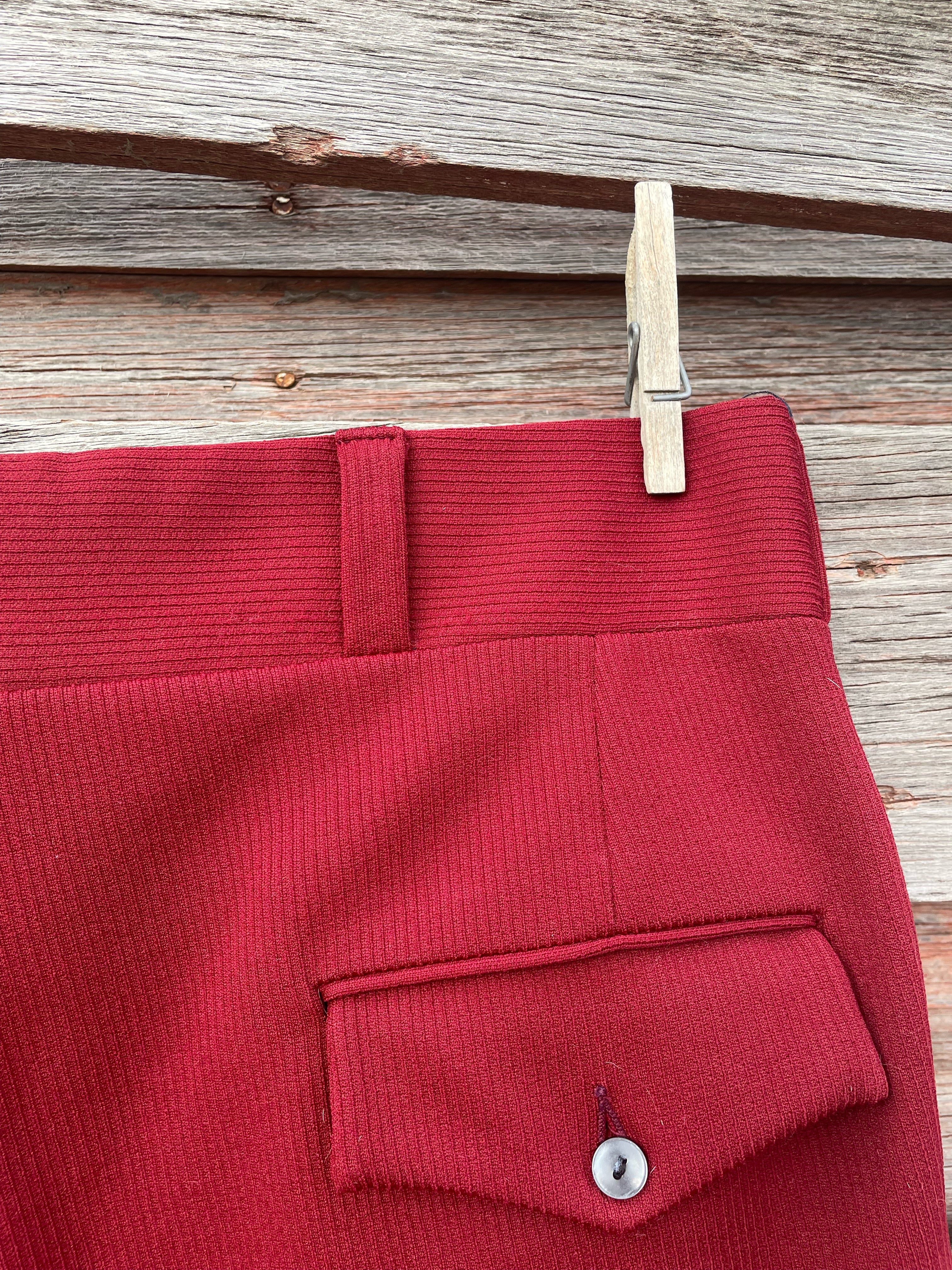 70s Mens Leisure Disco Suit Dress Pants Burgundy By Jockey Life Knit - Image 12