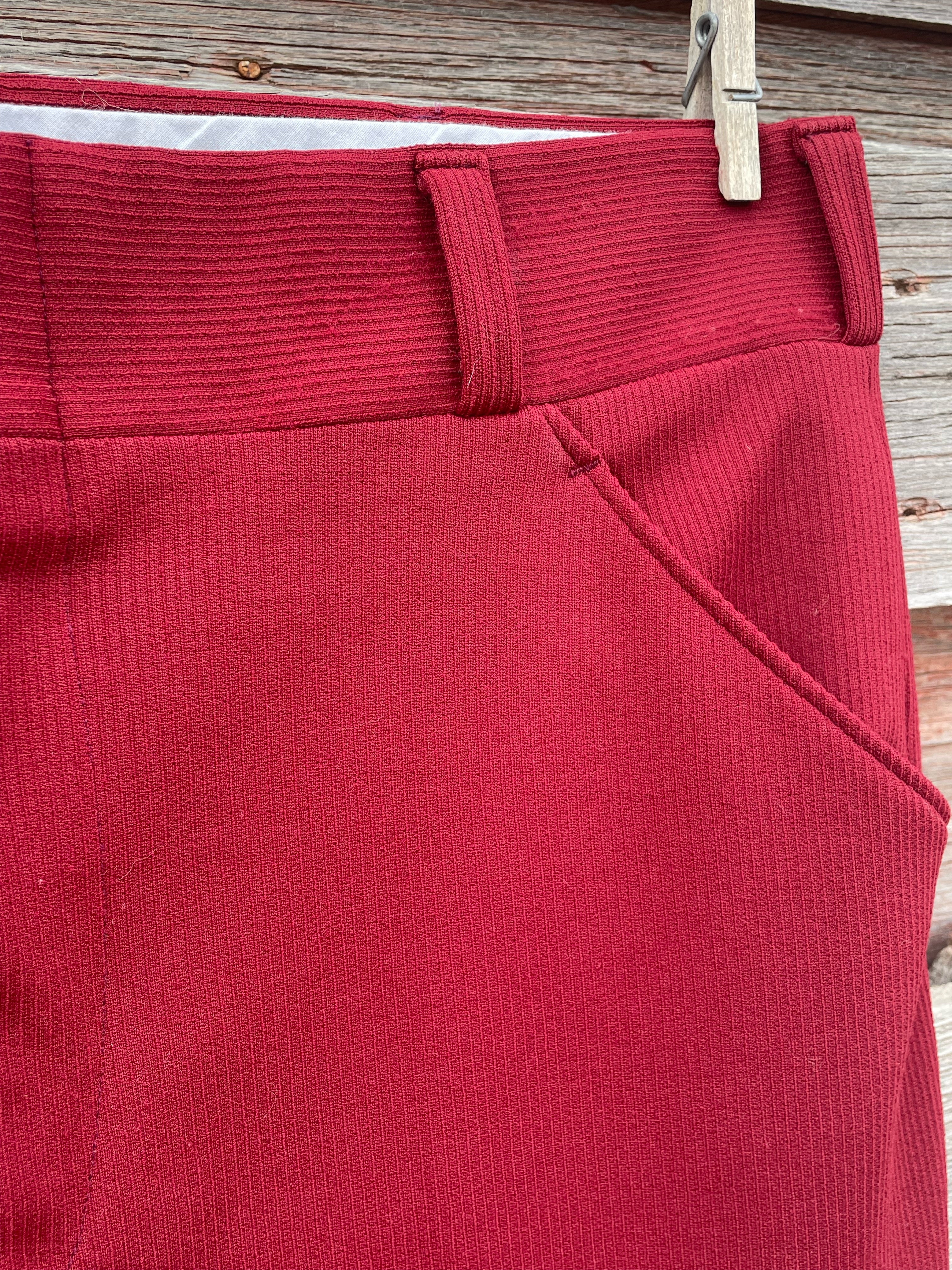 70s Mens Leisure Disco Suit Dress Pants Burgundy By Jockey Life Knit - Image 14