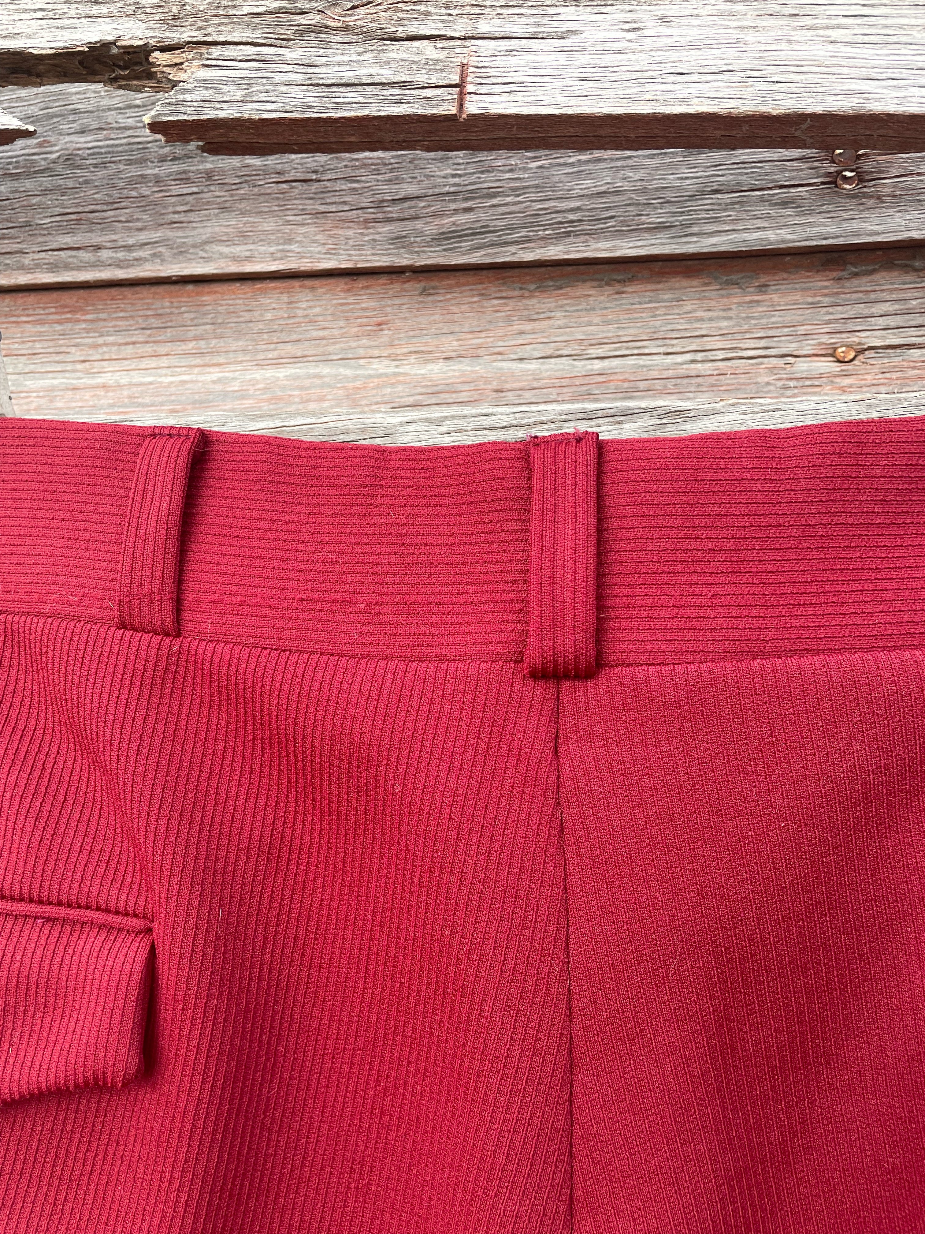 70s Mens Leisure Disco Suit Dress Pants Burgundy By Jockey Life Knit - Image 6