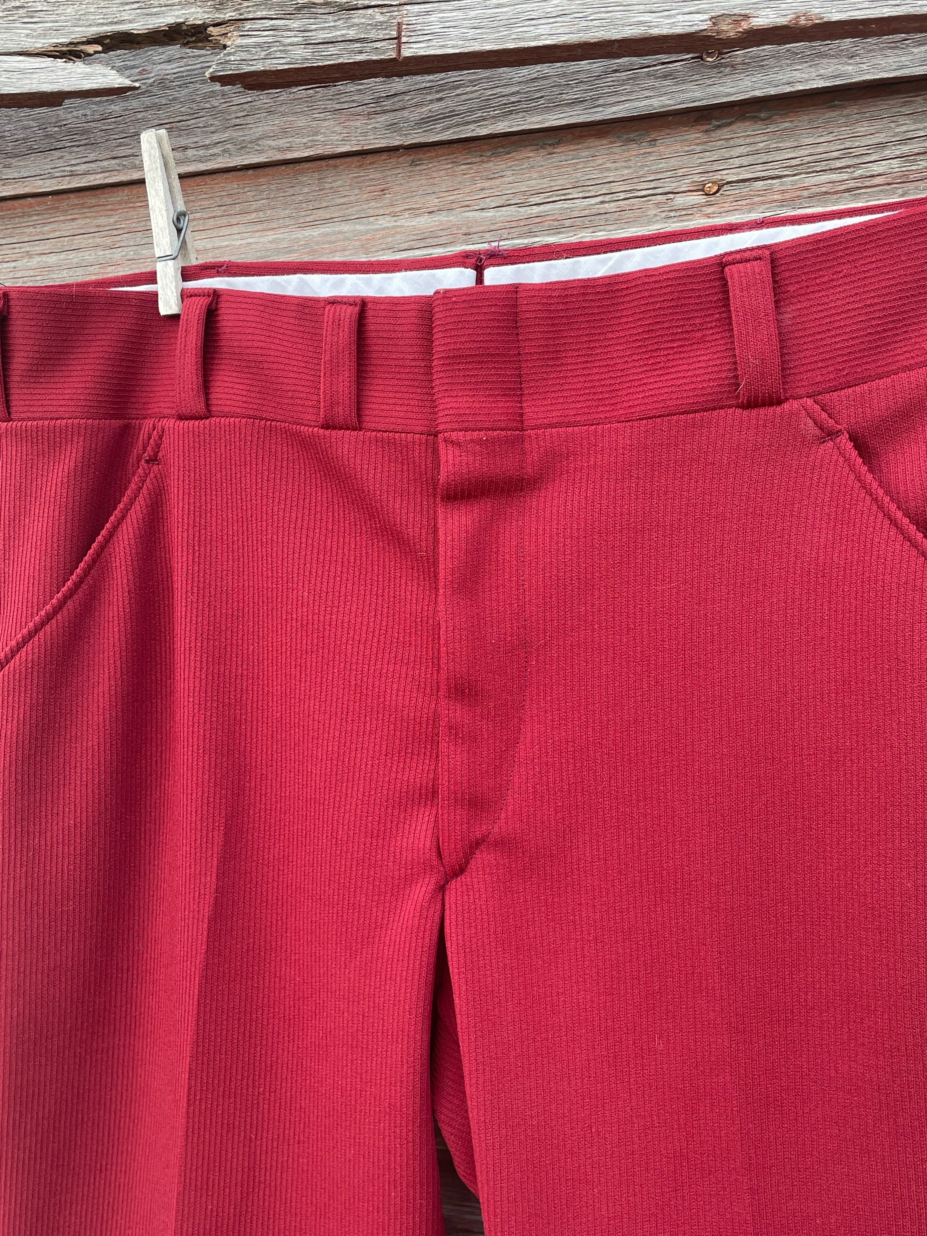 70s Mens Leisure Disco Suit Dress Pants Burgundy By Jockey Life Knit - Image 9