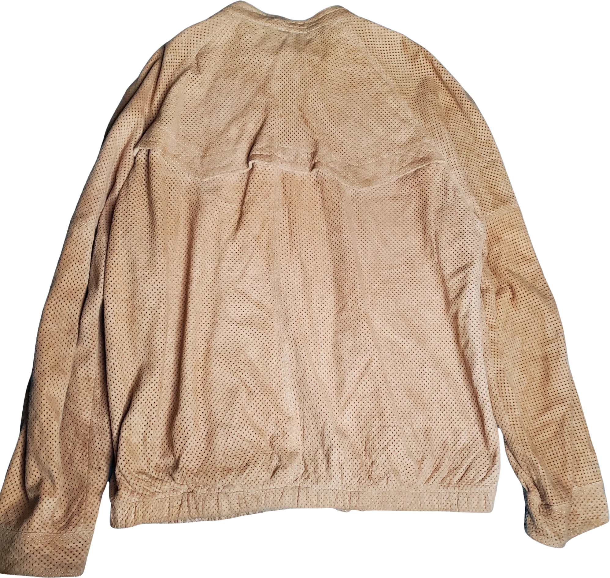 70s Men's Tan Perforated Suede Zip Front Jacket By The Clothes Horse - Image 2