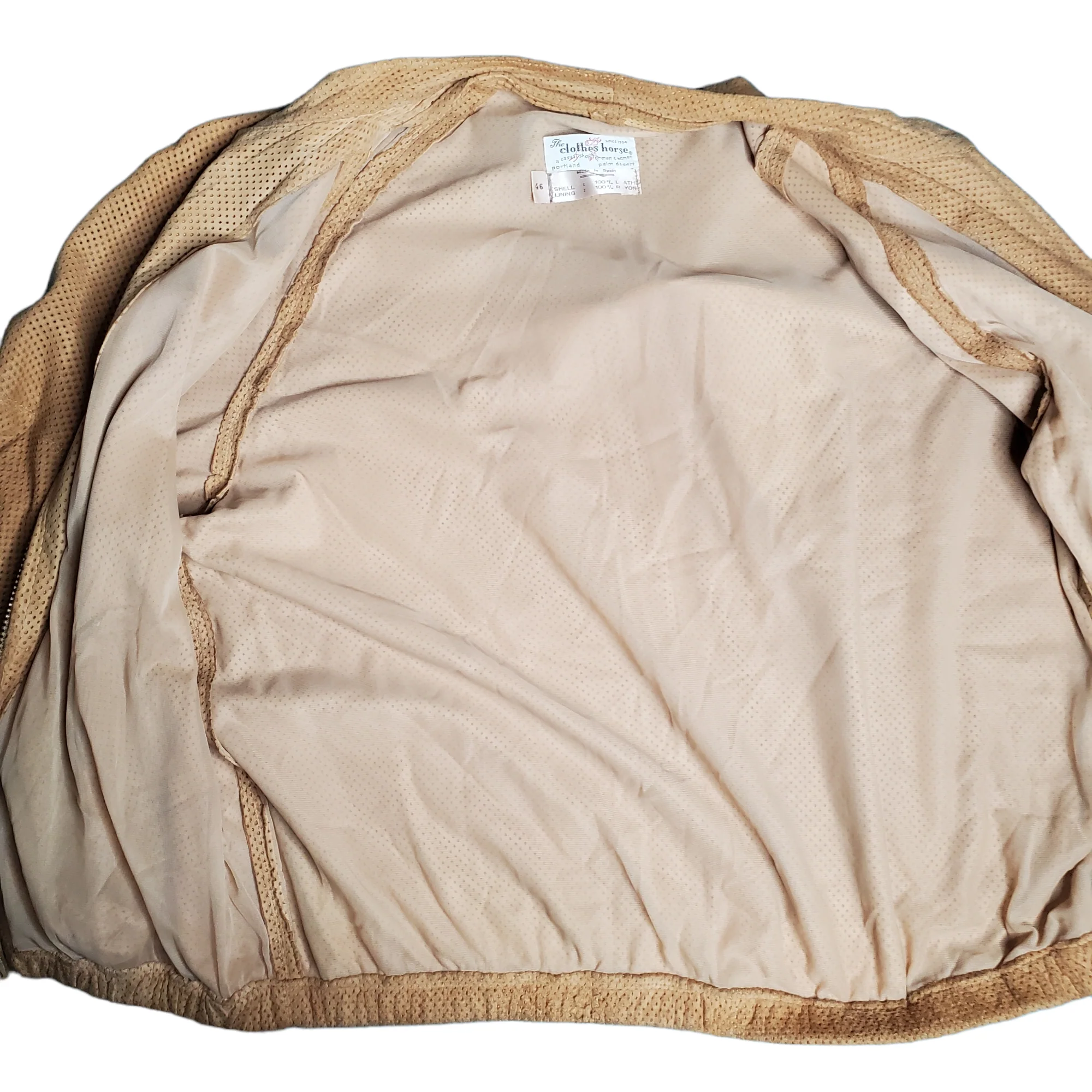 70s Men's Tan Perforated Suede Zip Front Jacket By The Clothes Horse - Image 5