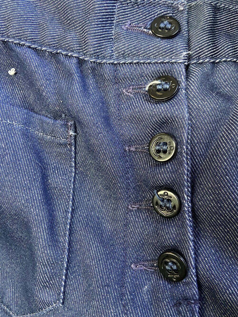 70s Mid Rise Patch Front Button Fly Cropped Jeans - Image 5