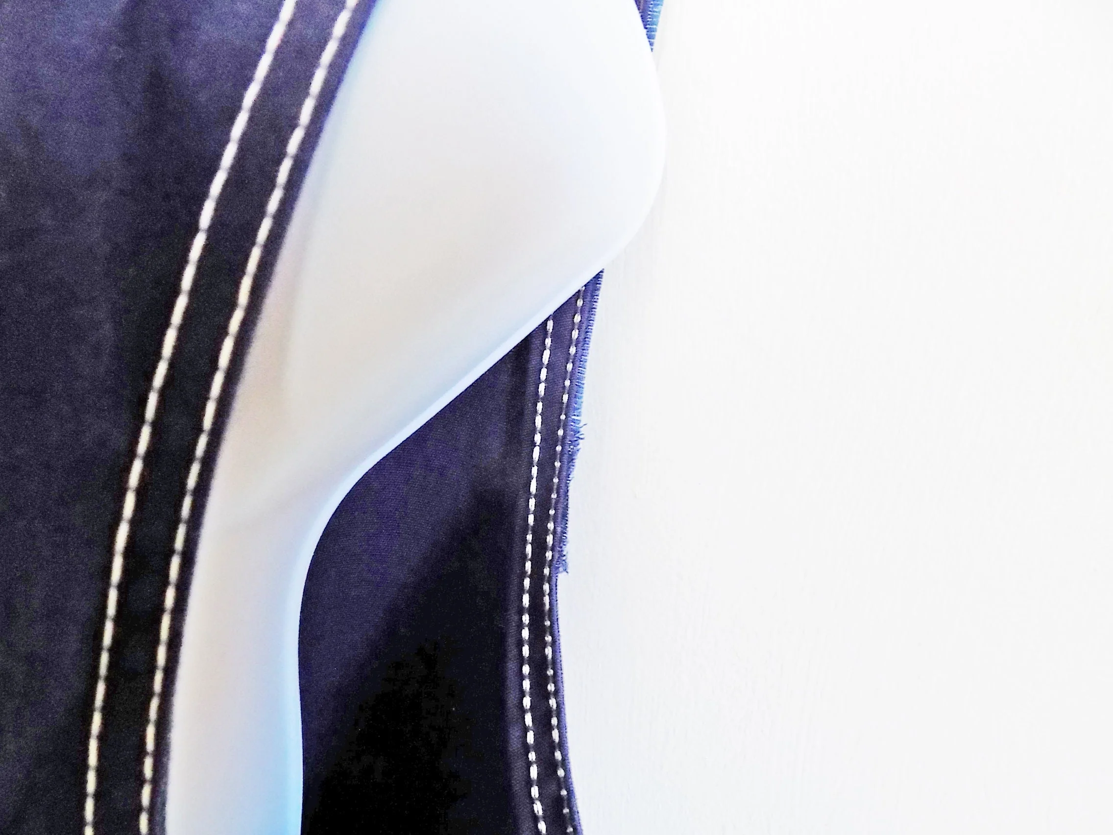 70s Mini Dress Or Tunic Navy Blue Wide Collar White Stitching Deep Pockets Belt - Image 5