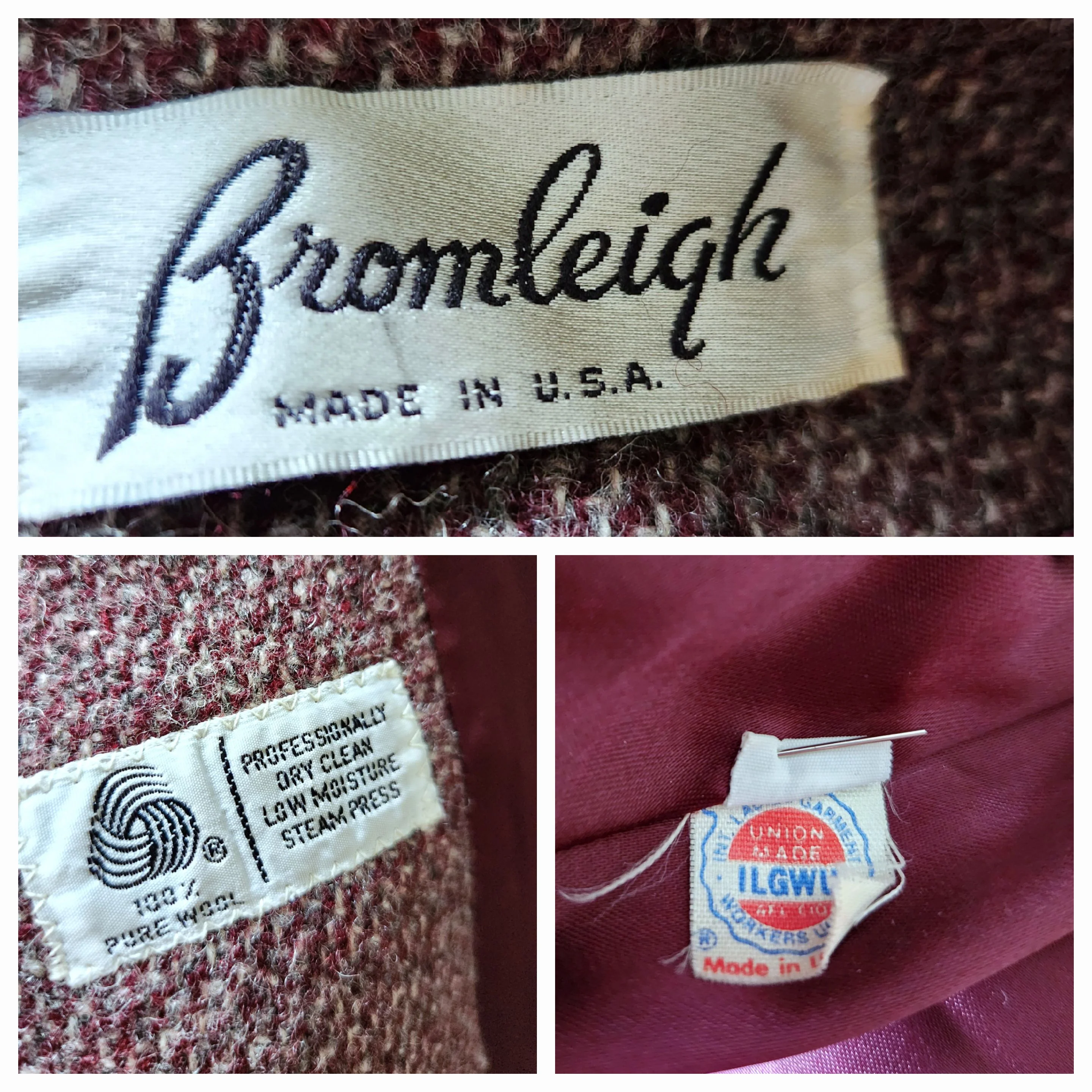 70s Minimalist Mod Burgundy Tweed Long Wool Overcoat By Bromleigh - Image 7