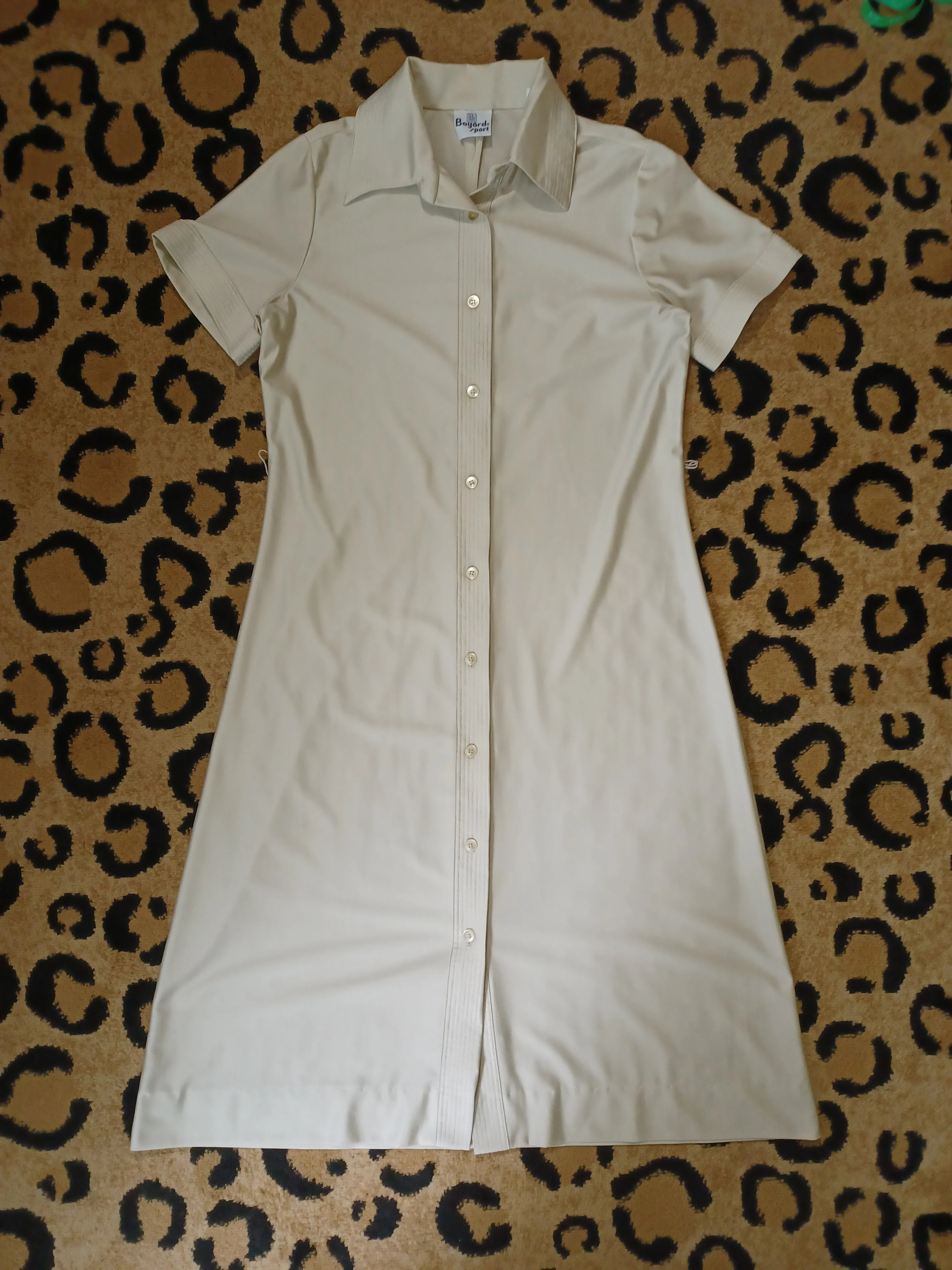 70s Mint Condition Neutral Shirt Dress By Bayard Sport - Image 3