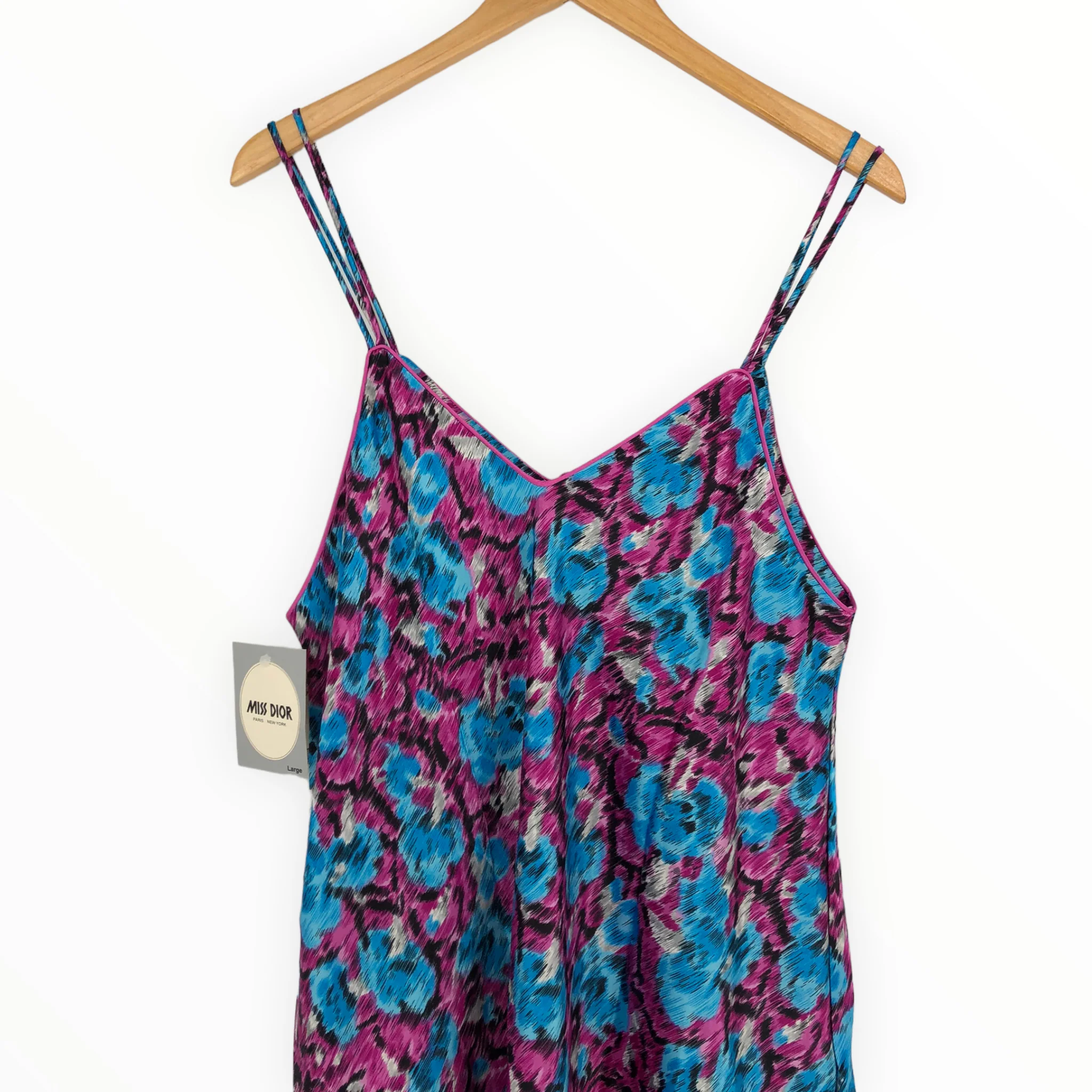 70s Miss Dior Christian Dior Pink Blue Slip Chemise By Miss Dior - Image 6