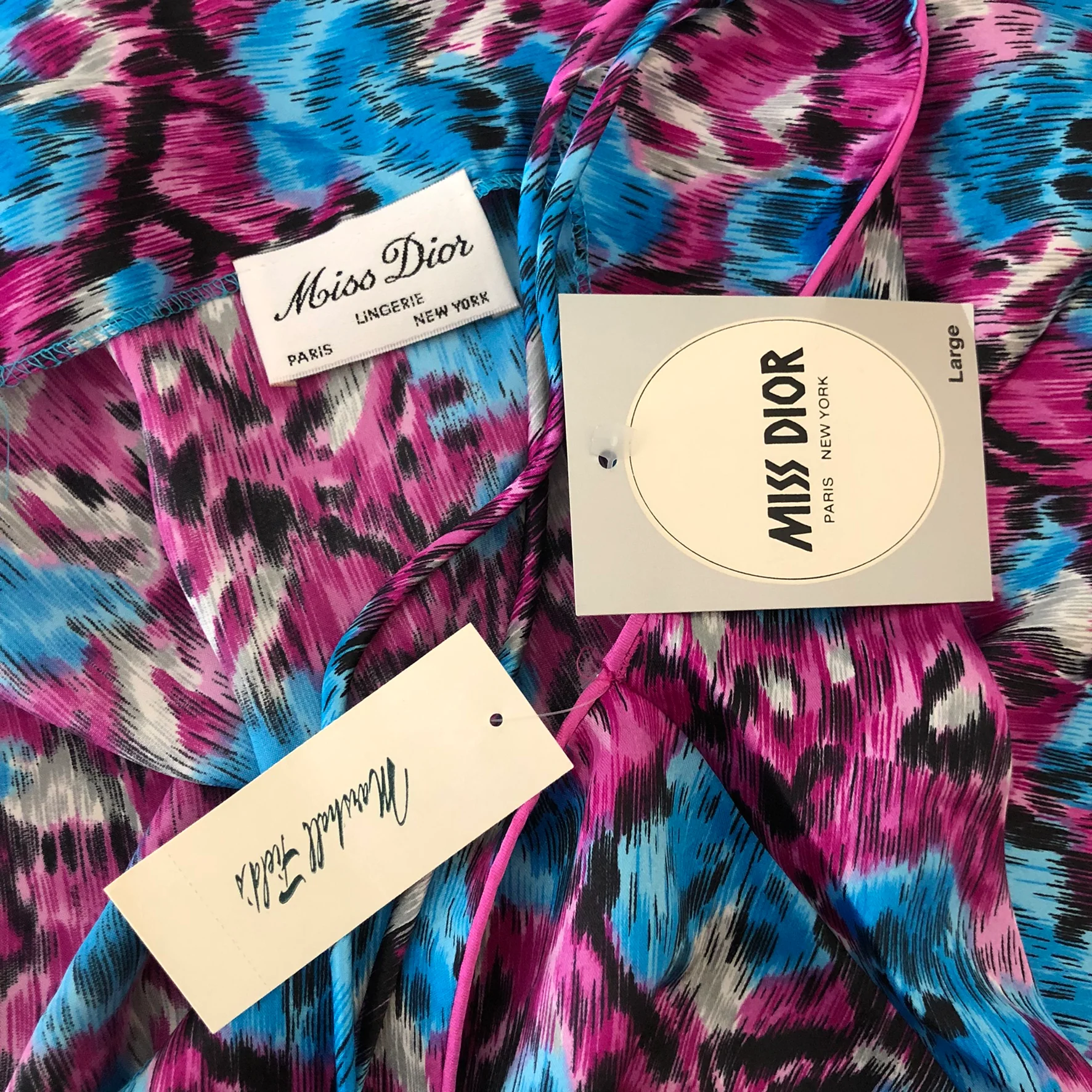 70s Miss Dior Christian Dior Pink Blue Slip Chemise By Miss Dior - Image 8