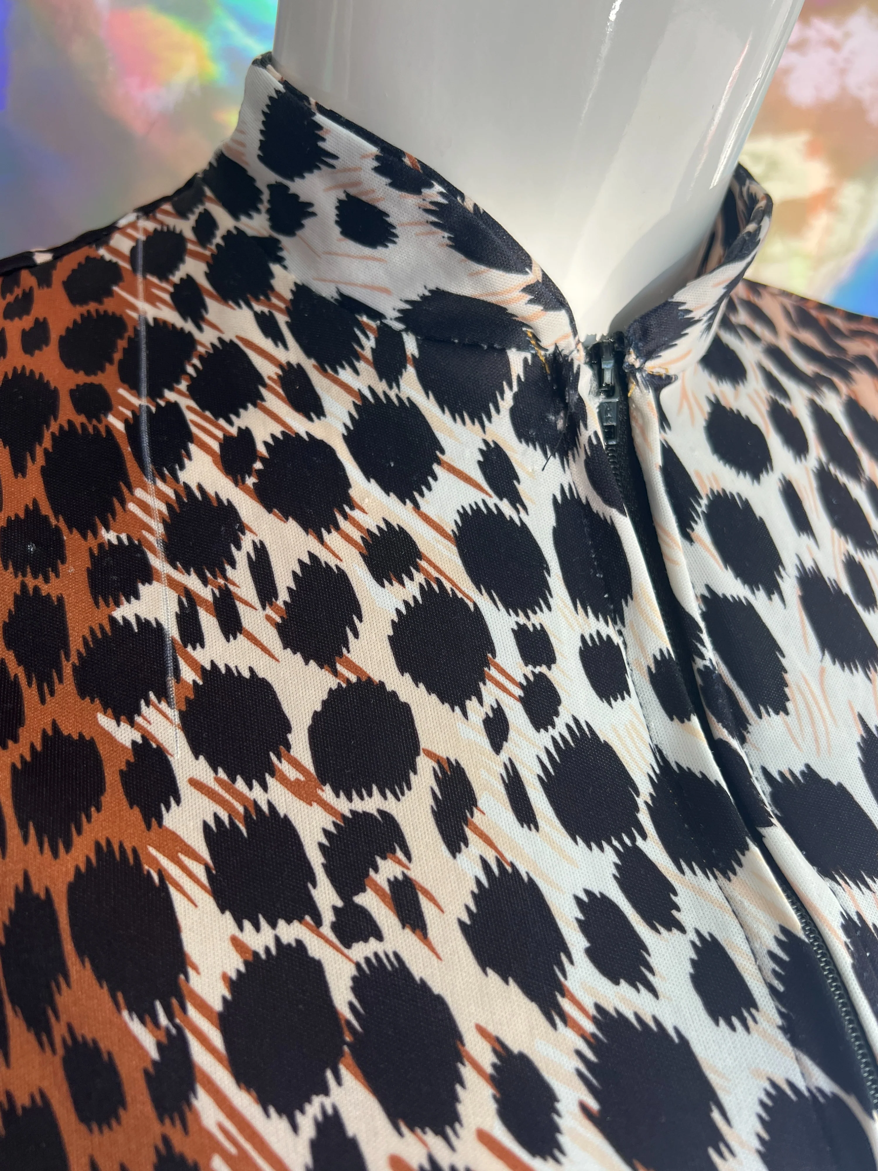 70s Mock Neck Cheetah Long Sleeve Night Dress by Susan Ranéé - Image 12