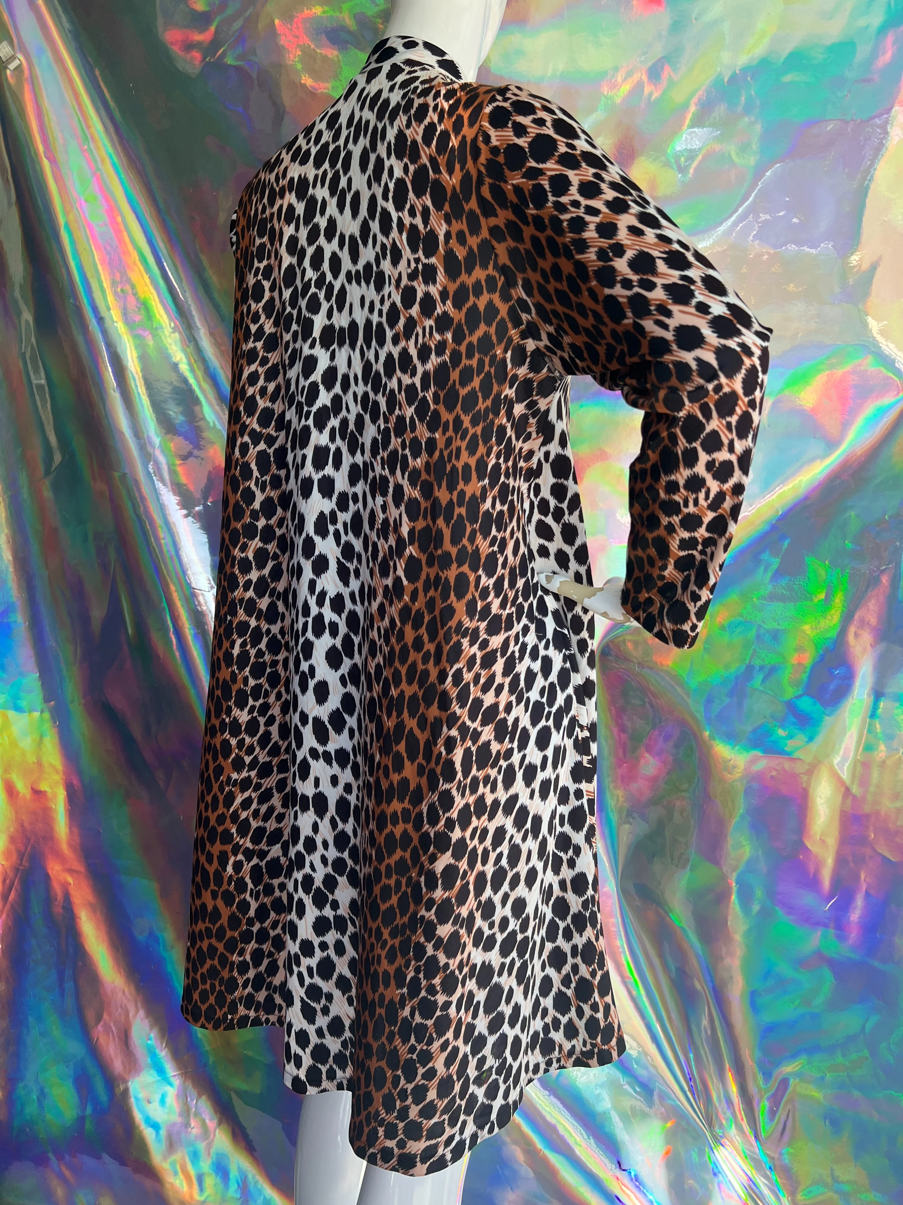 70s Mock Neck Cheetah Long Sleeve Night Dress by Susan Ranéé - Image 4
