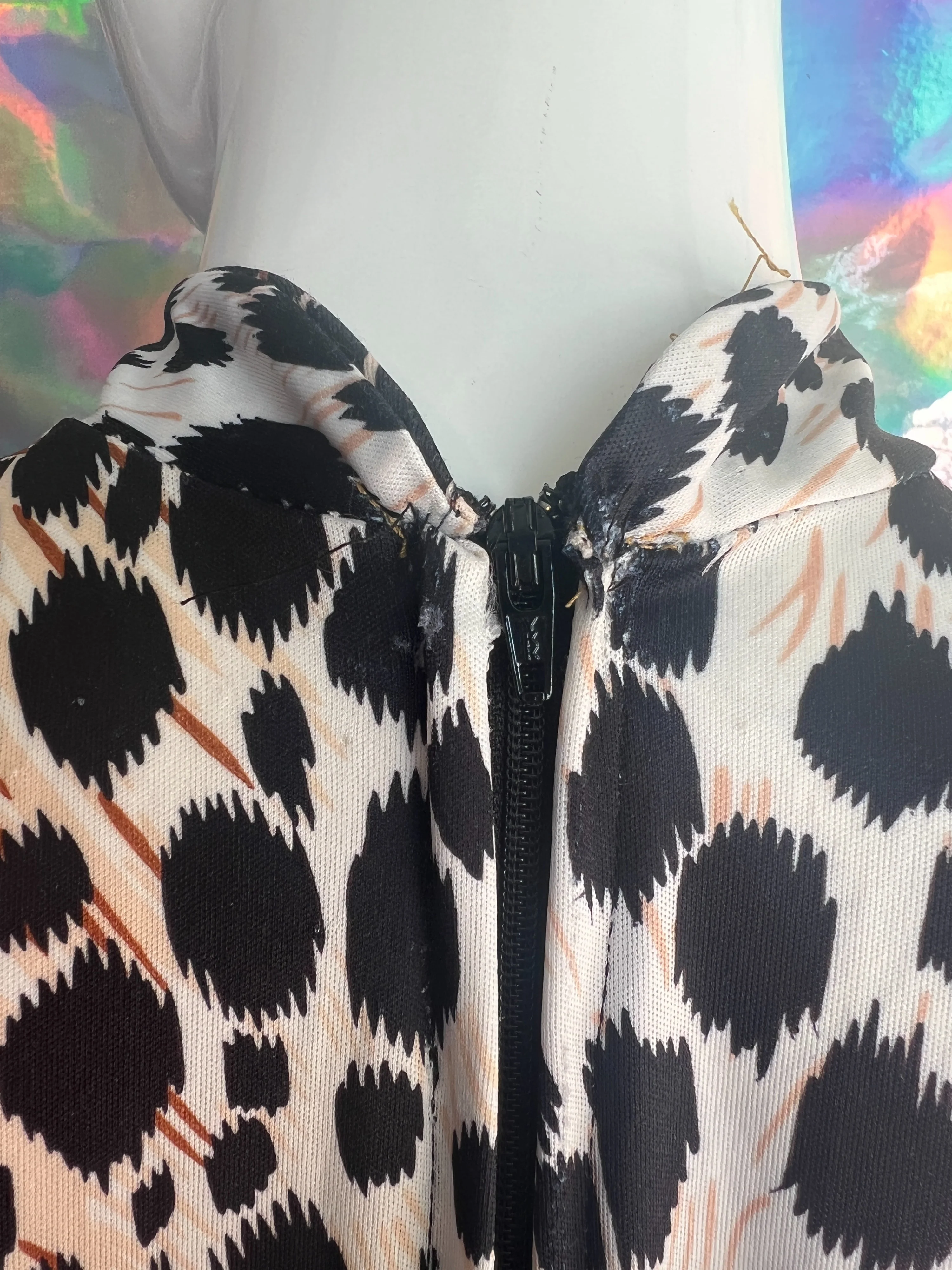70s Mock Neck Cheetah Long Sleeve Night Dress by Susan Ranéé - Image 9