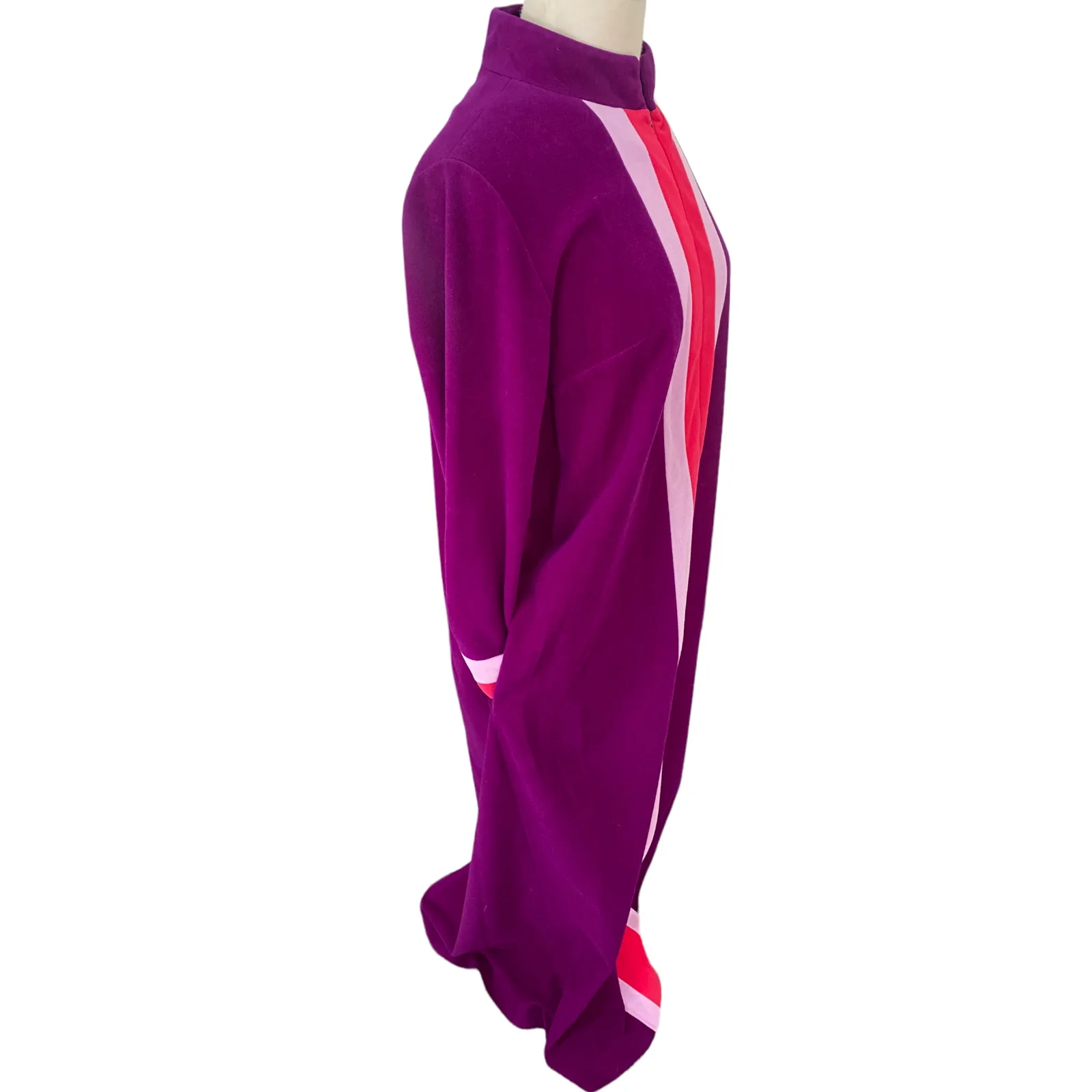 70s Mod Bright Purple/pink Velour Nightgown Housecoat By Vanity Fair - Image 8