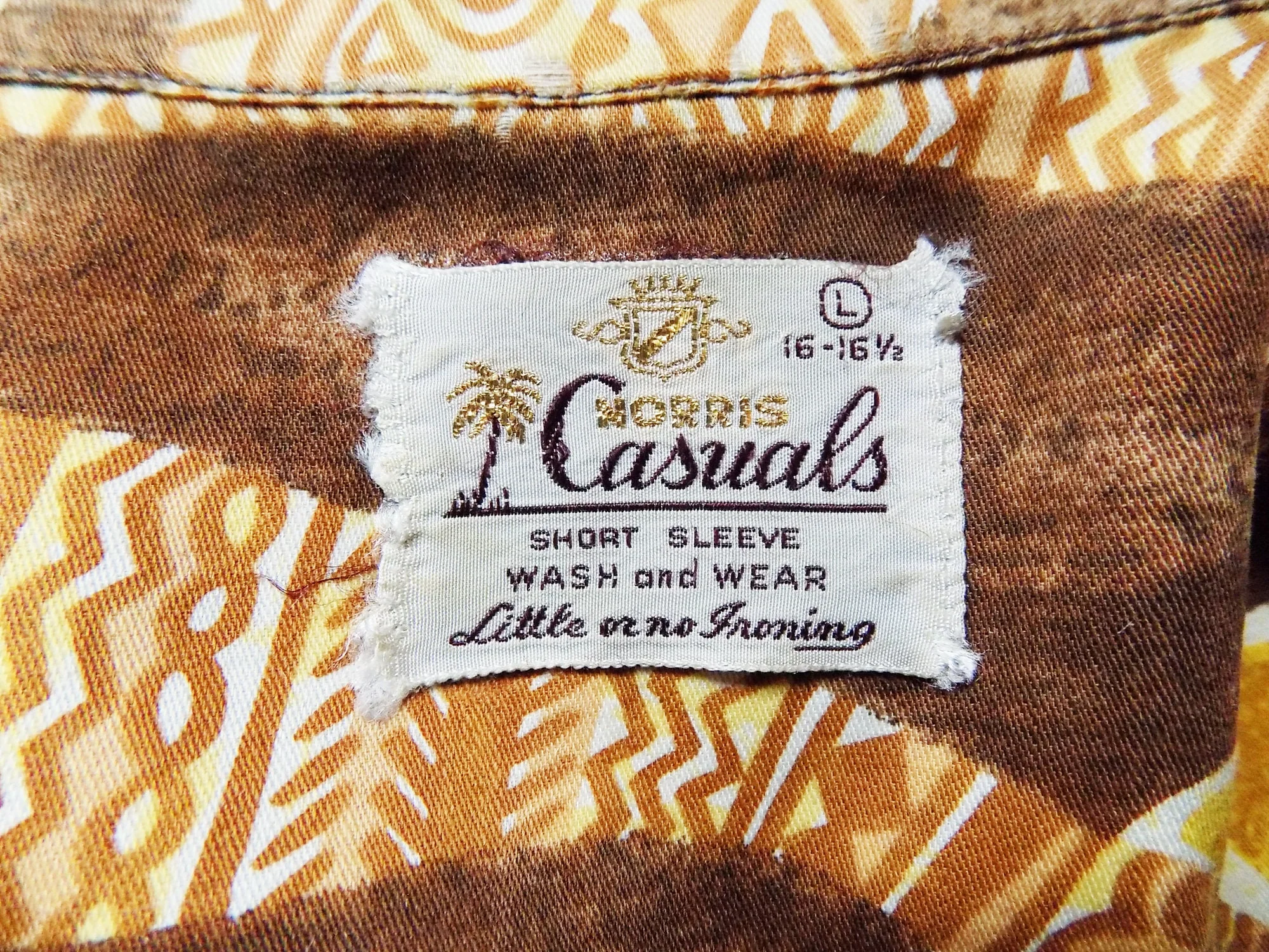 70s Morris Casuals Cotton Tropical Shirt Large - Image 6