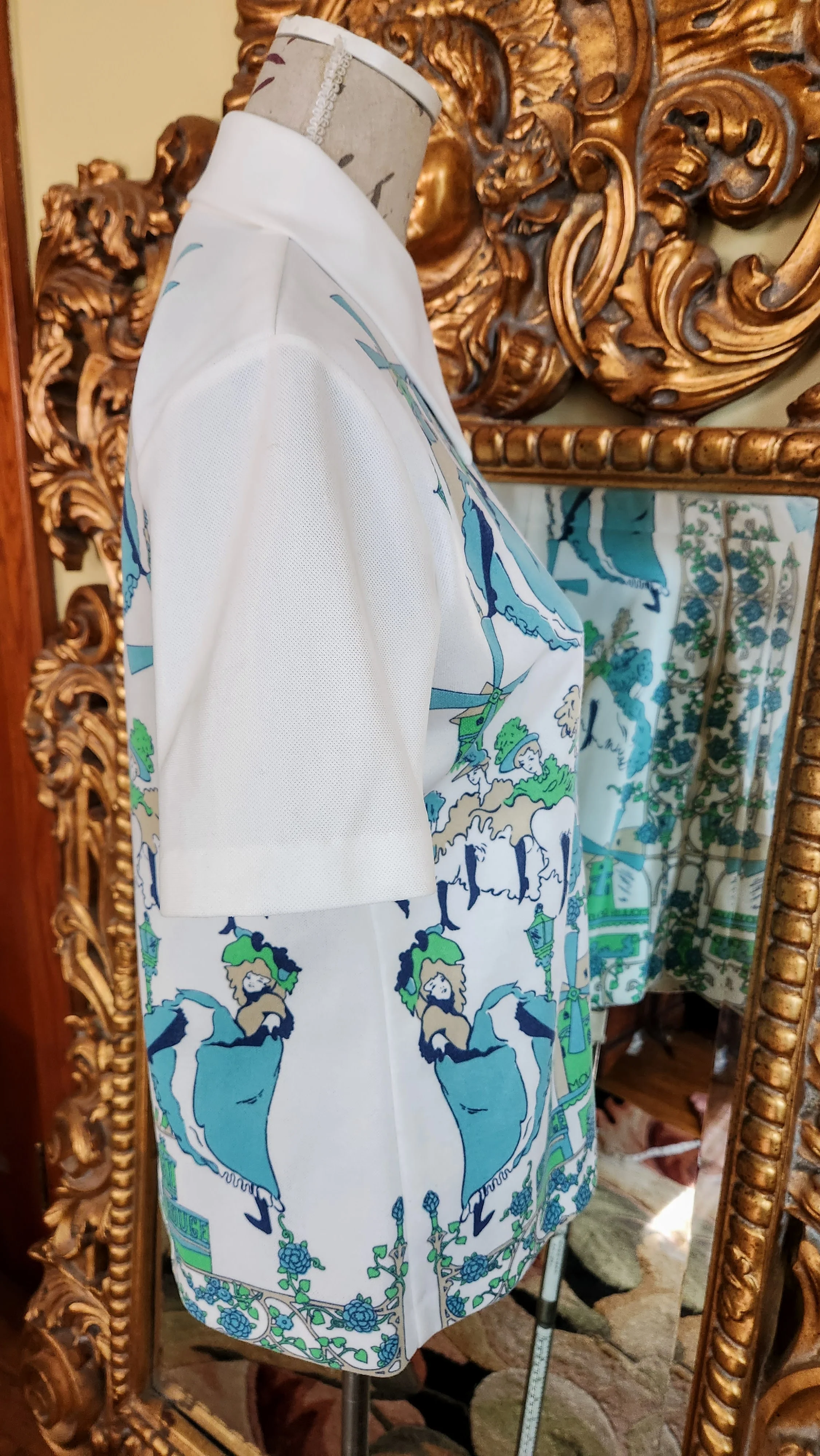 70s Moulin Rouge Theme Polyester Printed Top Can Can - Image 3