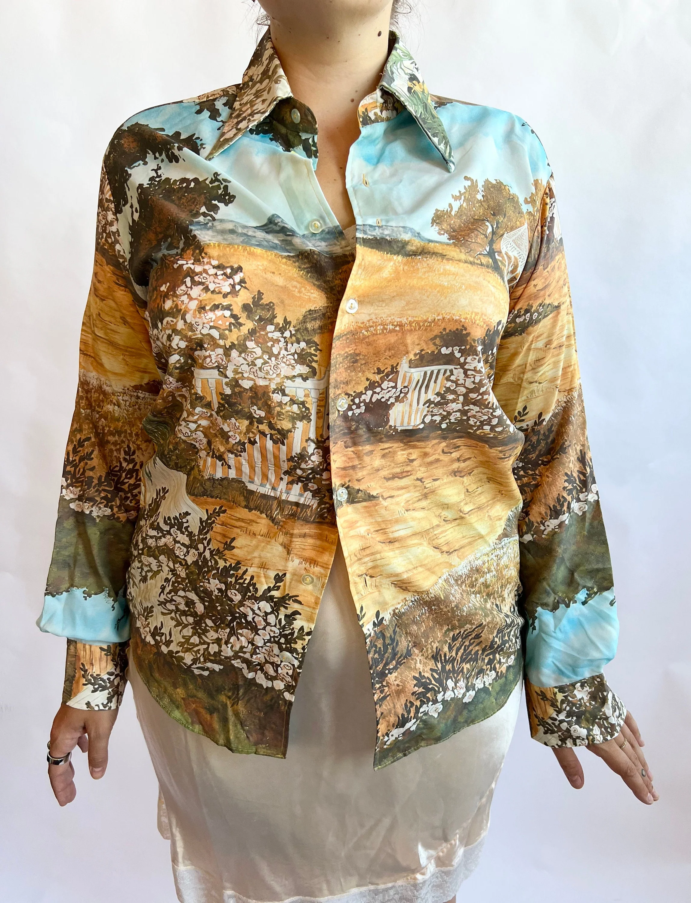 70s Mountains Mickey and Minnie Gazebo Disco Shirt by Kennington Field - Image 2