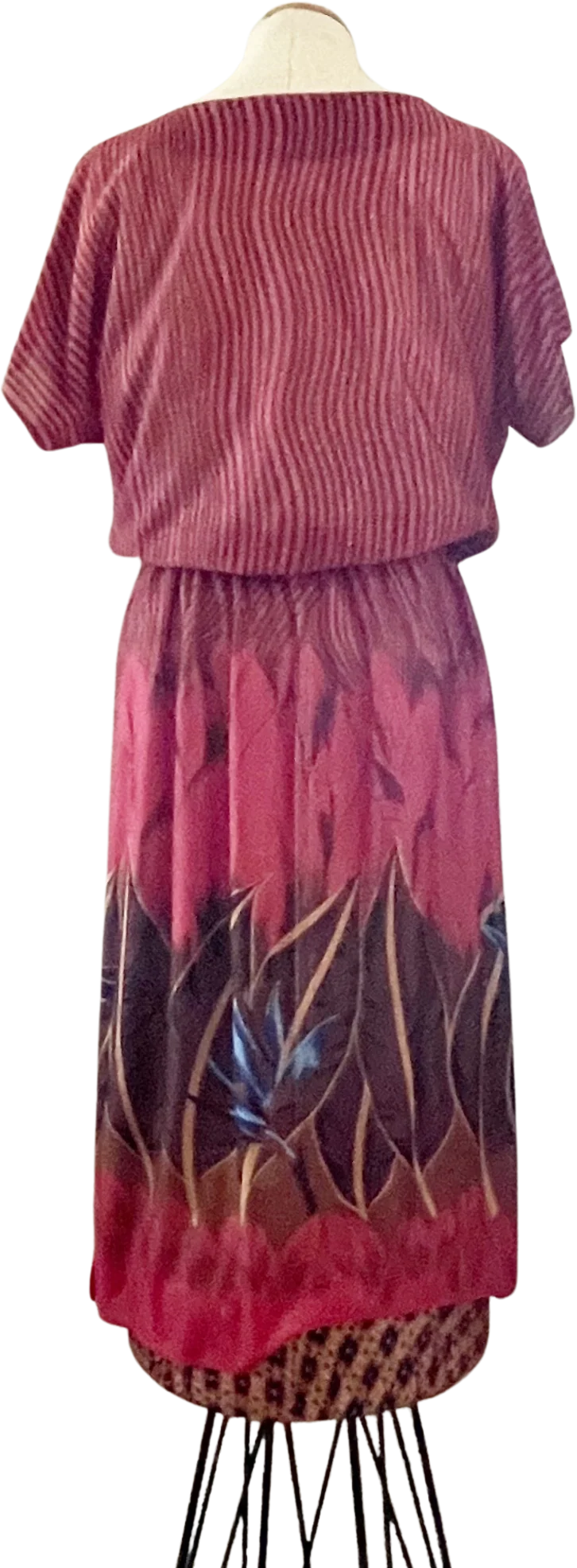 70s Ms Sugar Red Dress Feathers Belted Short Sleeves By Ms. Sugar - Image 2