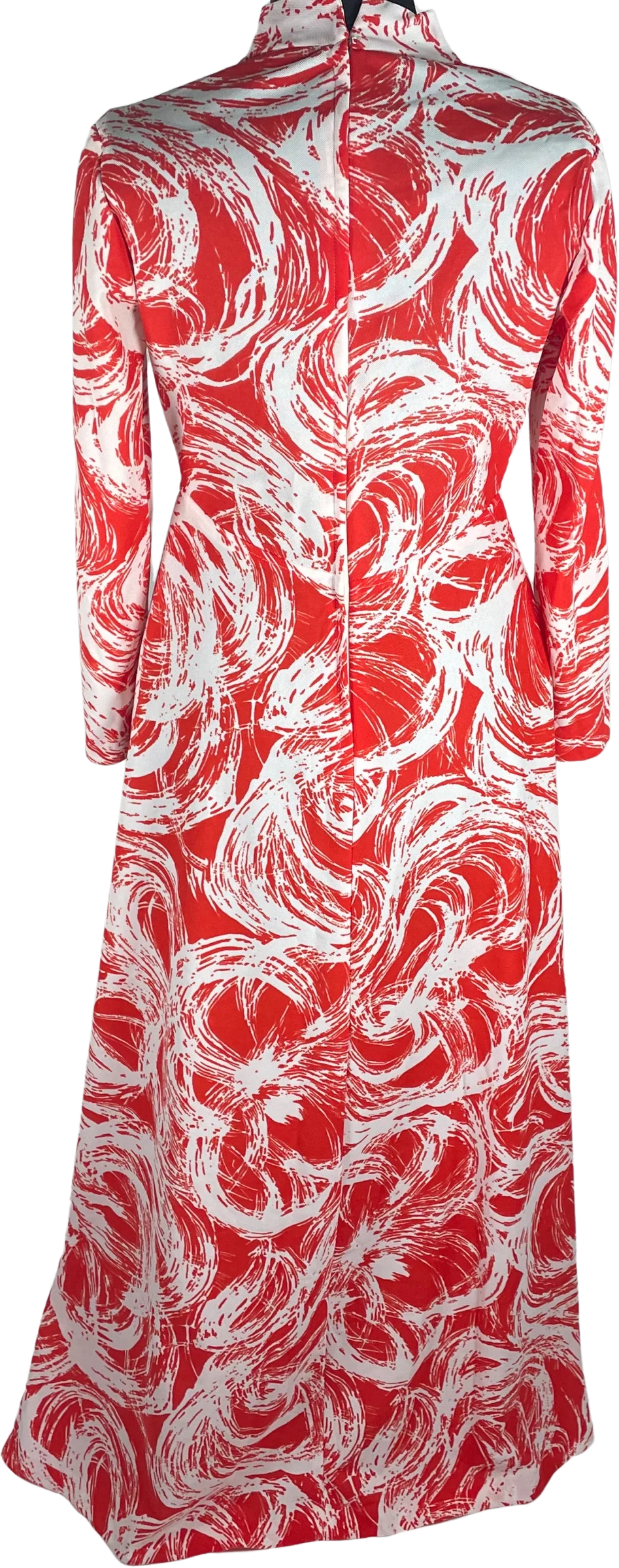 70s Multcolor Abstract Swirl Print Maxi Hostess Dress - Image 2