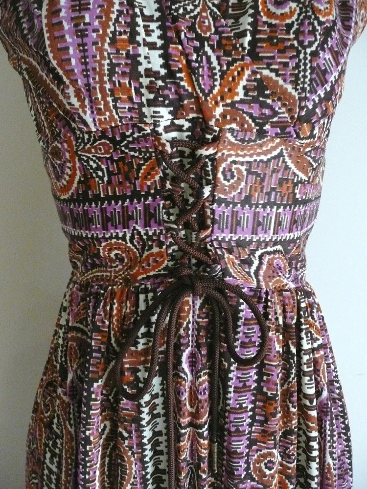 70's Multicolor Geometric Print Boho Maxi Dress by Gay Gibson - Image 4
