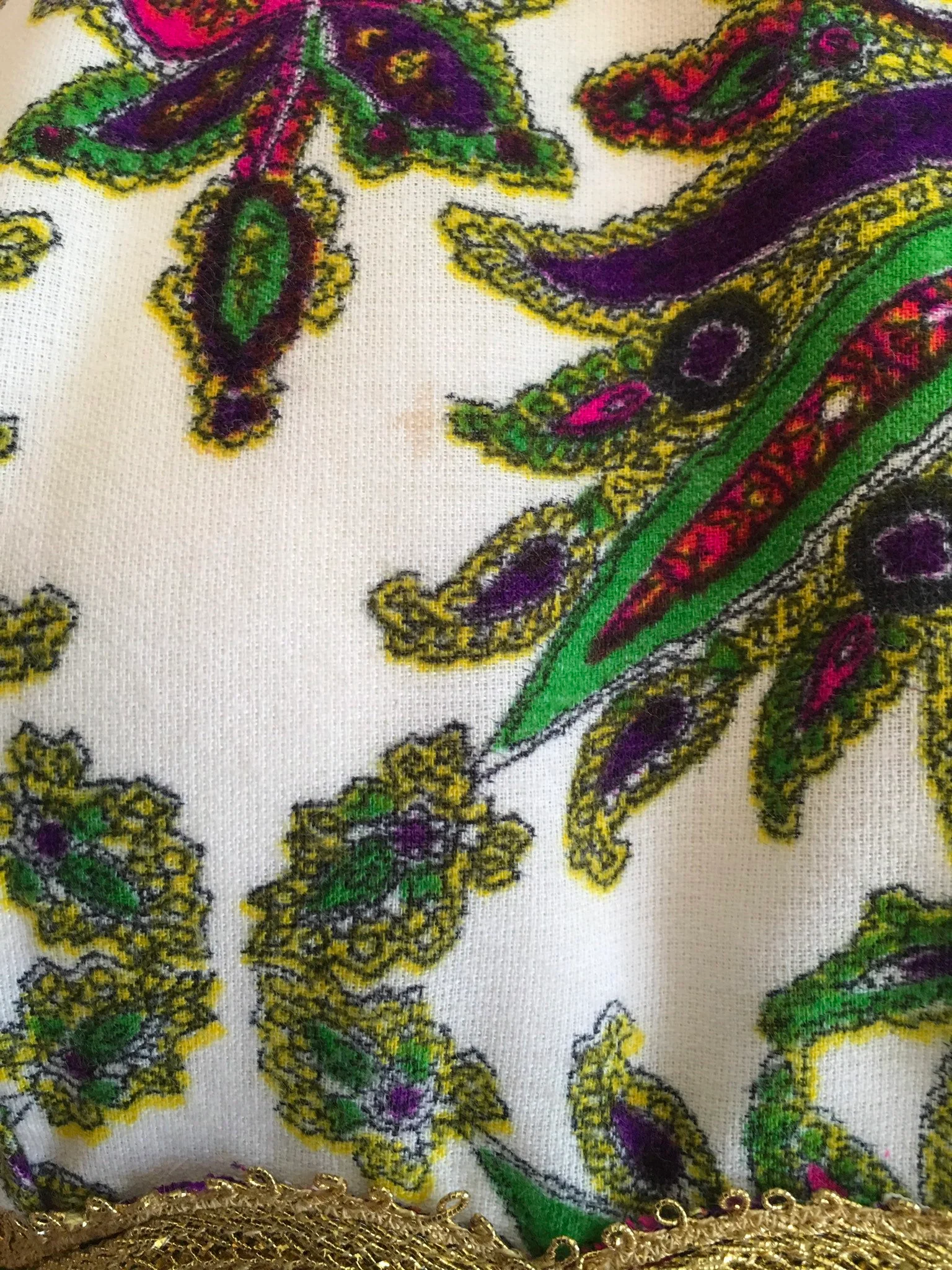 70's Multicolor Paisley Maxi Dress with Gold Empire Waist - Image 7