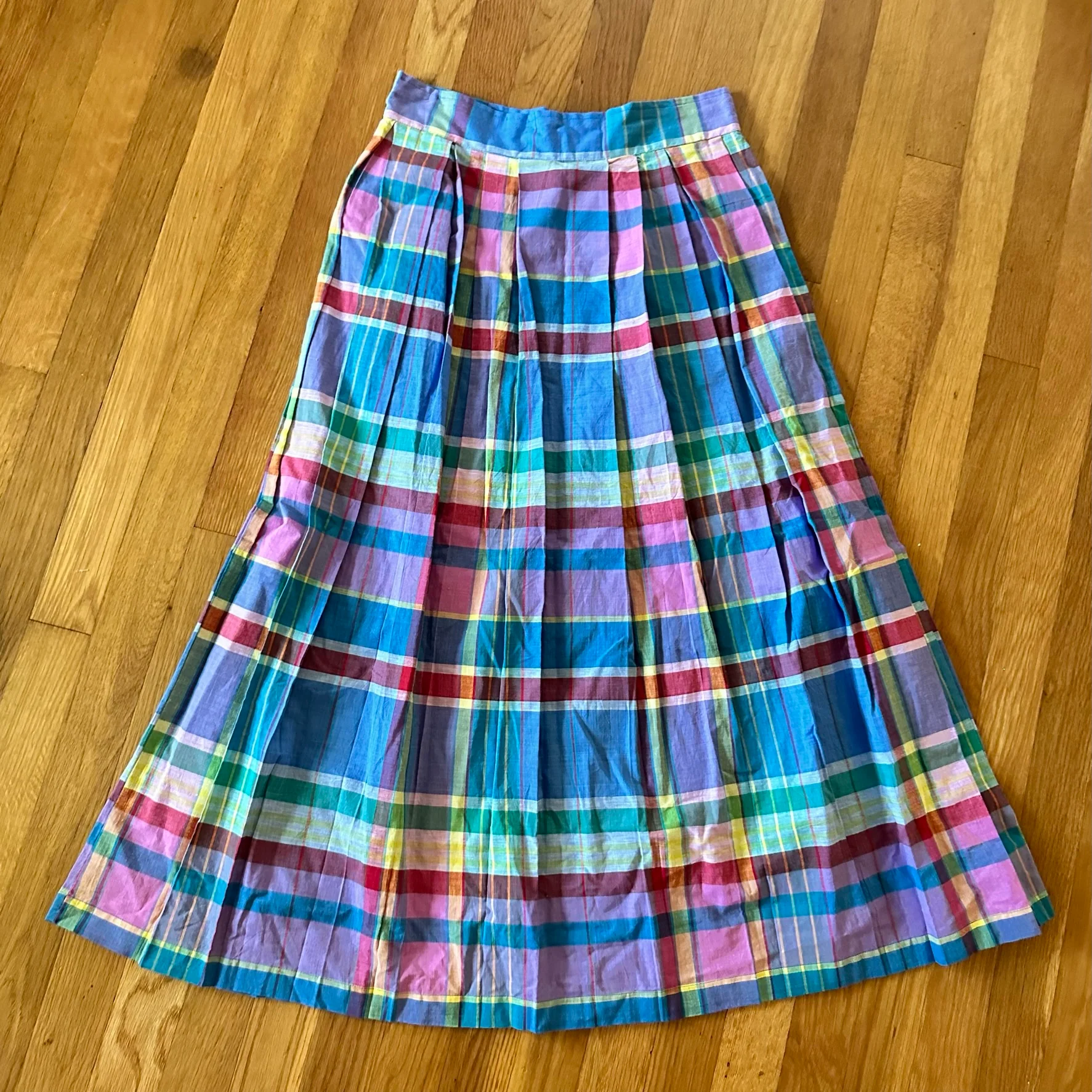 70s Multicolor Plaid Button Front Skirt By New Mints - Image 9