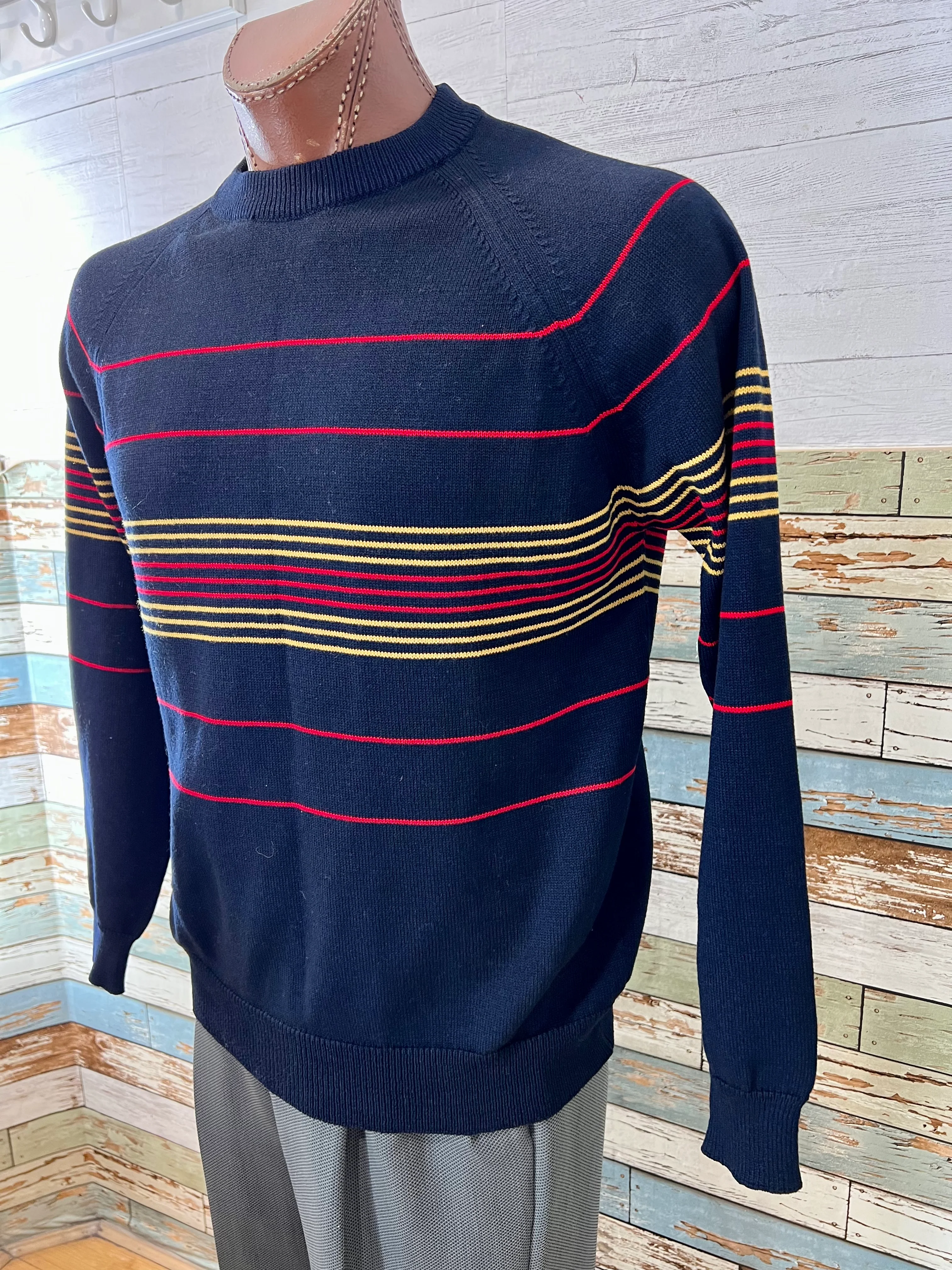 70s Men Multicolor Stripe Sweater By Van Cort - Image 4