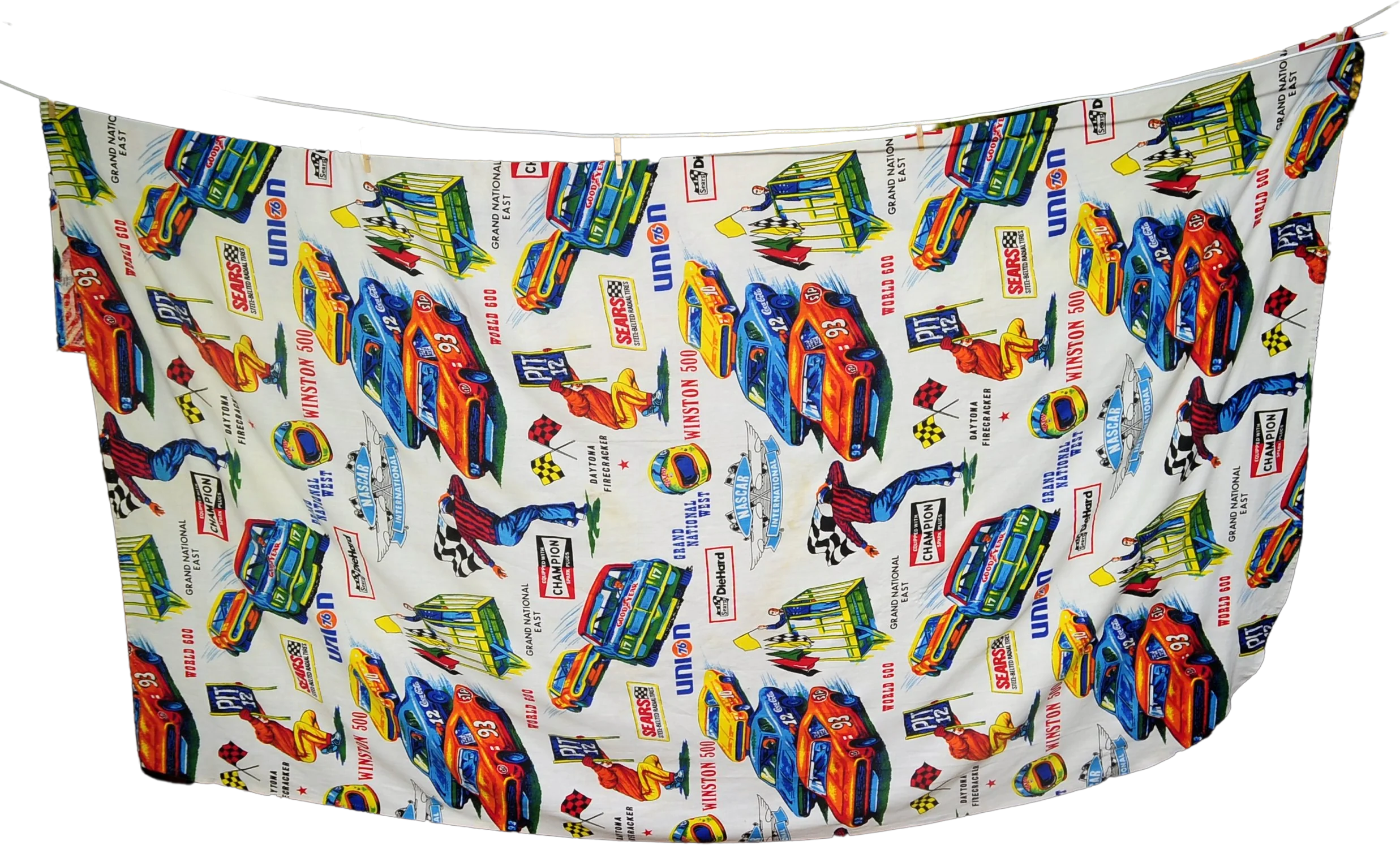 70s Nascar Perma Prest Twin Bedspread Daytona by Sears - Image 2
